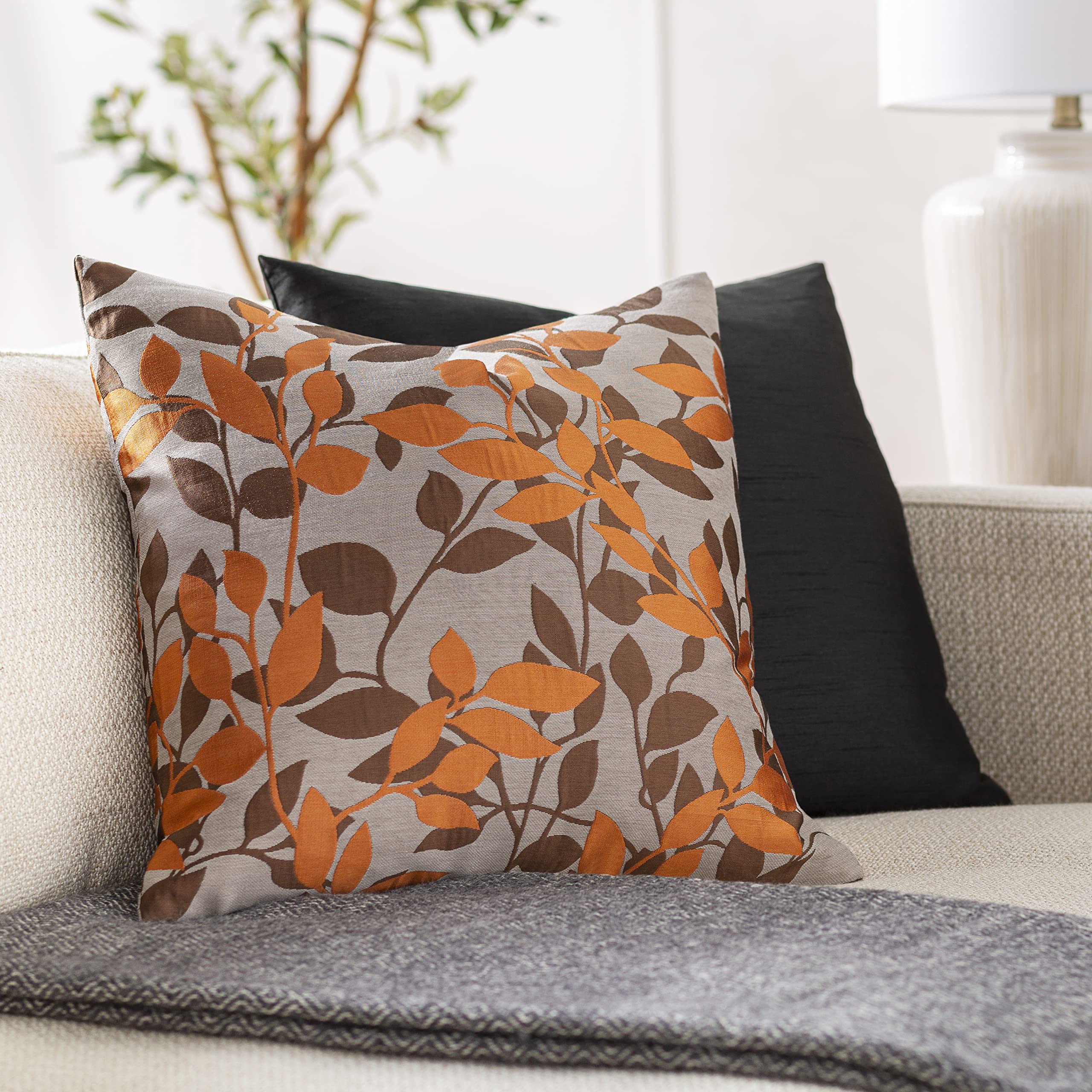 Livabliss Wind Chime Throw Pillows 22x22 Inches - Soft Decorative Orange & Brown Square Cushions for Sofa, Bed, Living Room & Outdoor Patio Decor