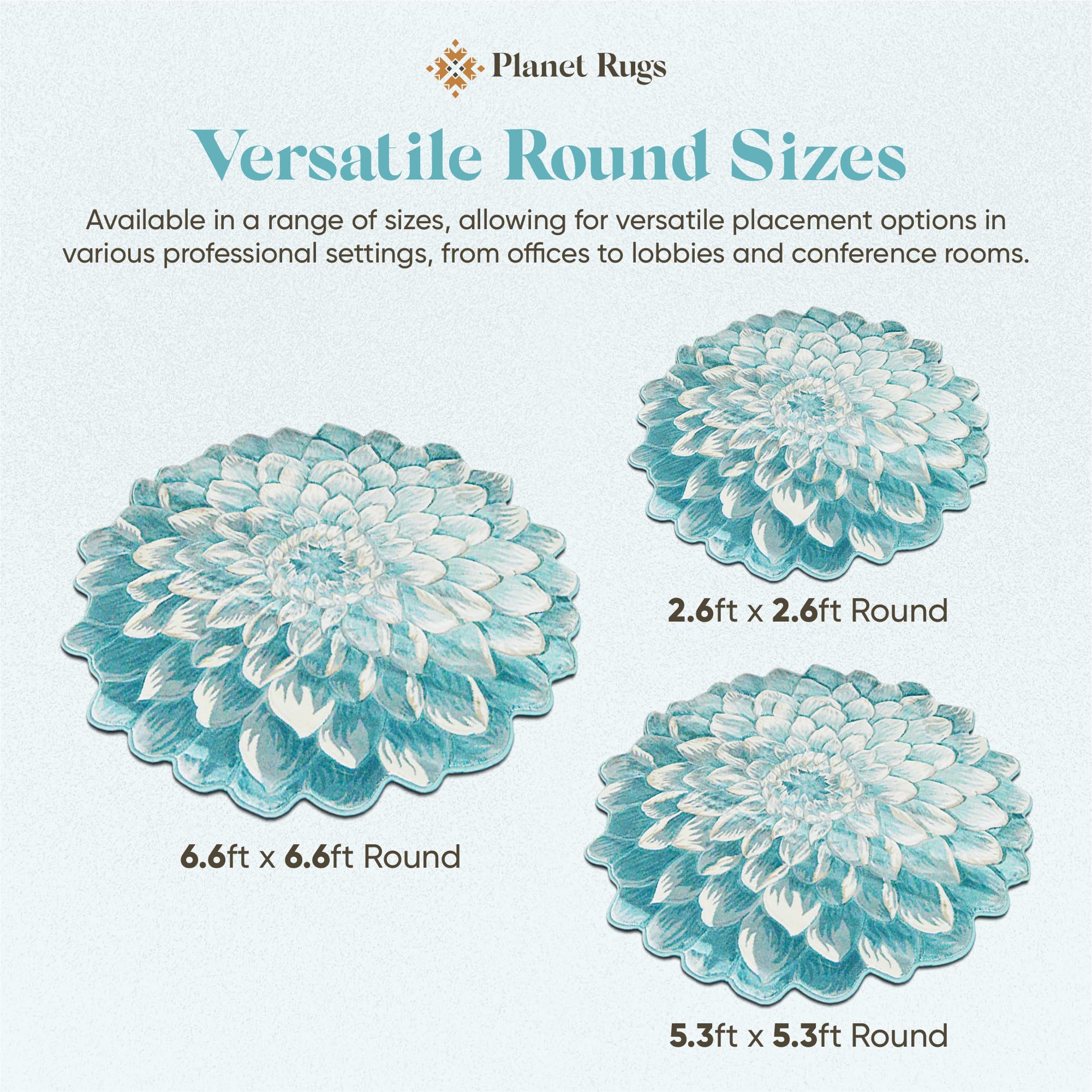 5ft Round Flower Shaped Area Rug - Soft Plush Circle Carpet for Bedroom, Living Room & Nursery - Cute Girly Home Decor in Sky Blue 303 - Perfect for Boho Chic, Kids Room & Cozy Spaces