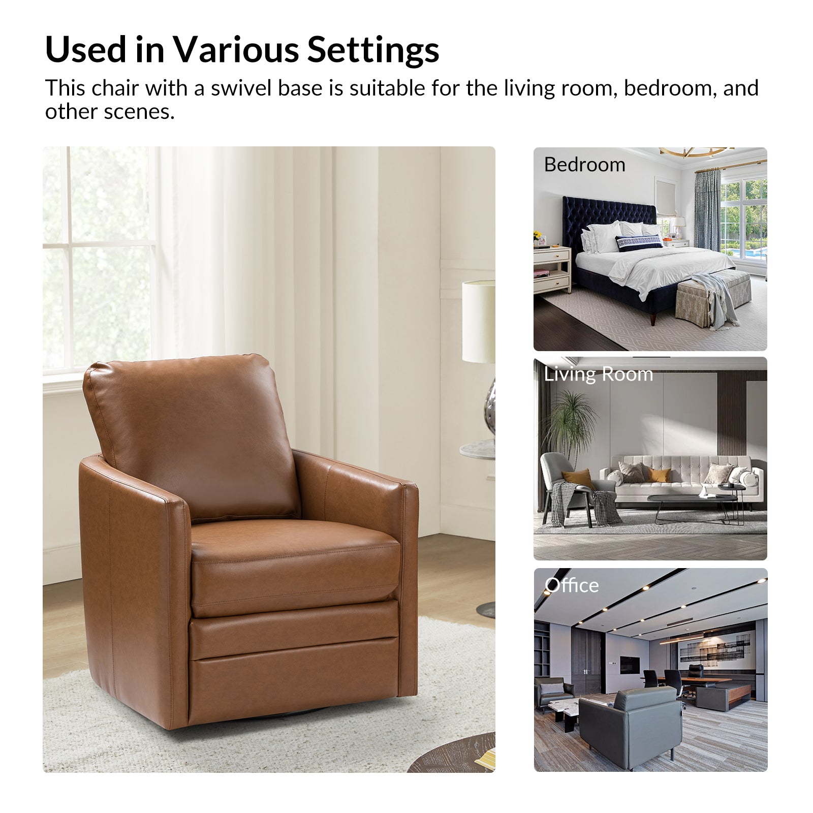 Aurora Swivel Chair - 360 Degree Rotating Modern Office Chair with Ergonomic Design for Home & Workspace Comfort