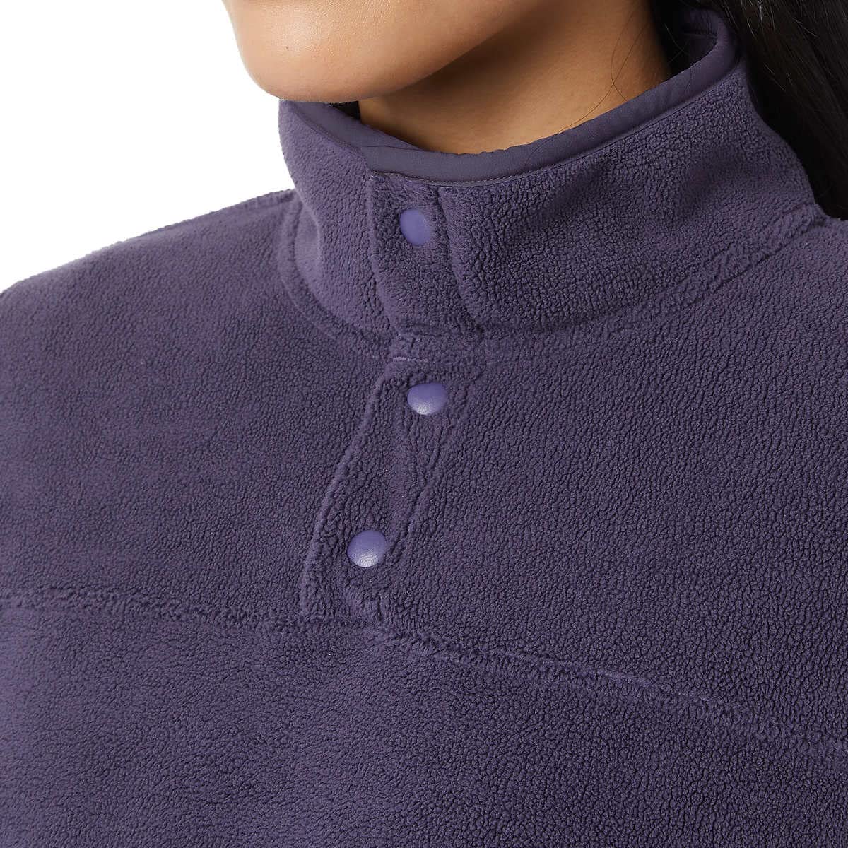 32 Degrees Women's Midweight Snap Arctic Fleece Pullover Jacket - Soft Warm Winter Fleece Hoodie for Outdoor Activities, Hiking & Casual Wear