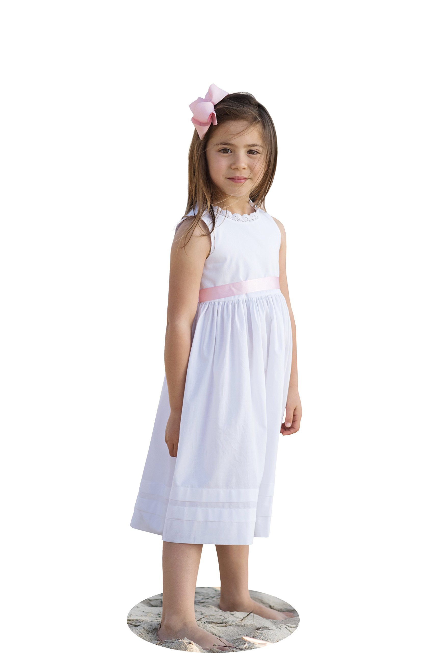 Girls' White Lace Beach Gown - Summer Flower Girl Dress for Weddings, Parties & Photoshoots