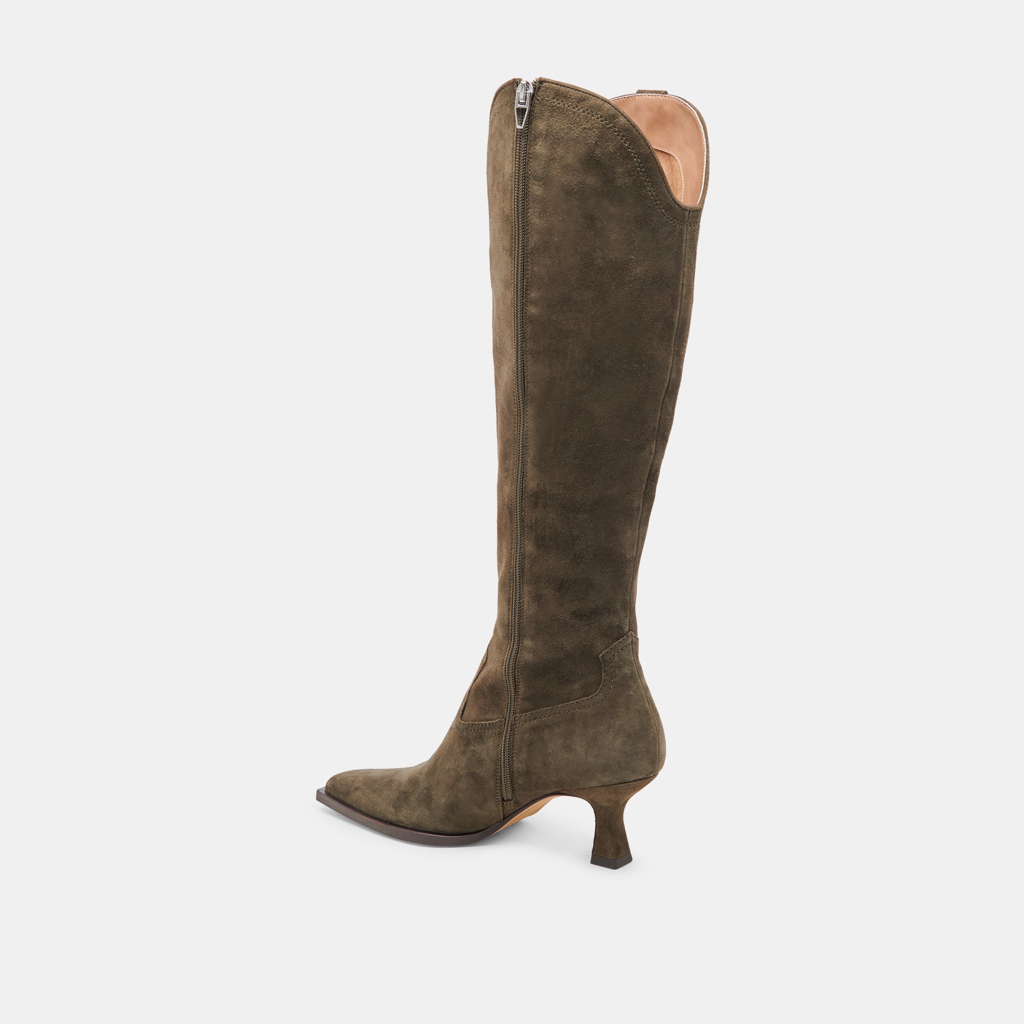 Ariana Wide Calf Boots in Army Suede - Comfortable & Stylish Boots for Women, Perfect for Fall & Winter Outfits, Office Wear & Casual Occasions