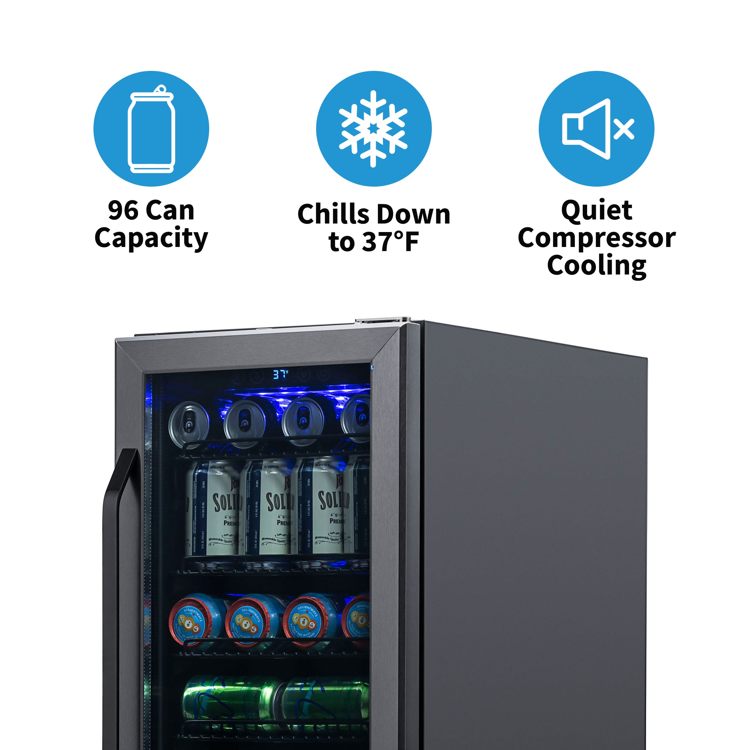 Newair® 96 Can Built-In Black Beverage Refrigerator - Perfect for Home Bars, Offices, and Entertaining Spaces