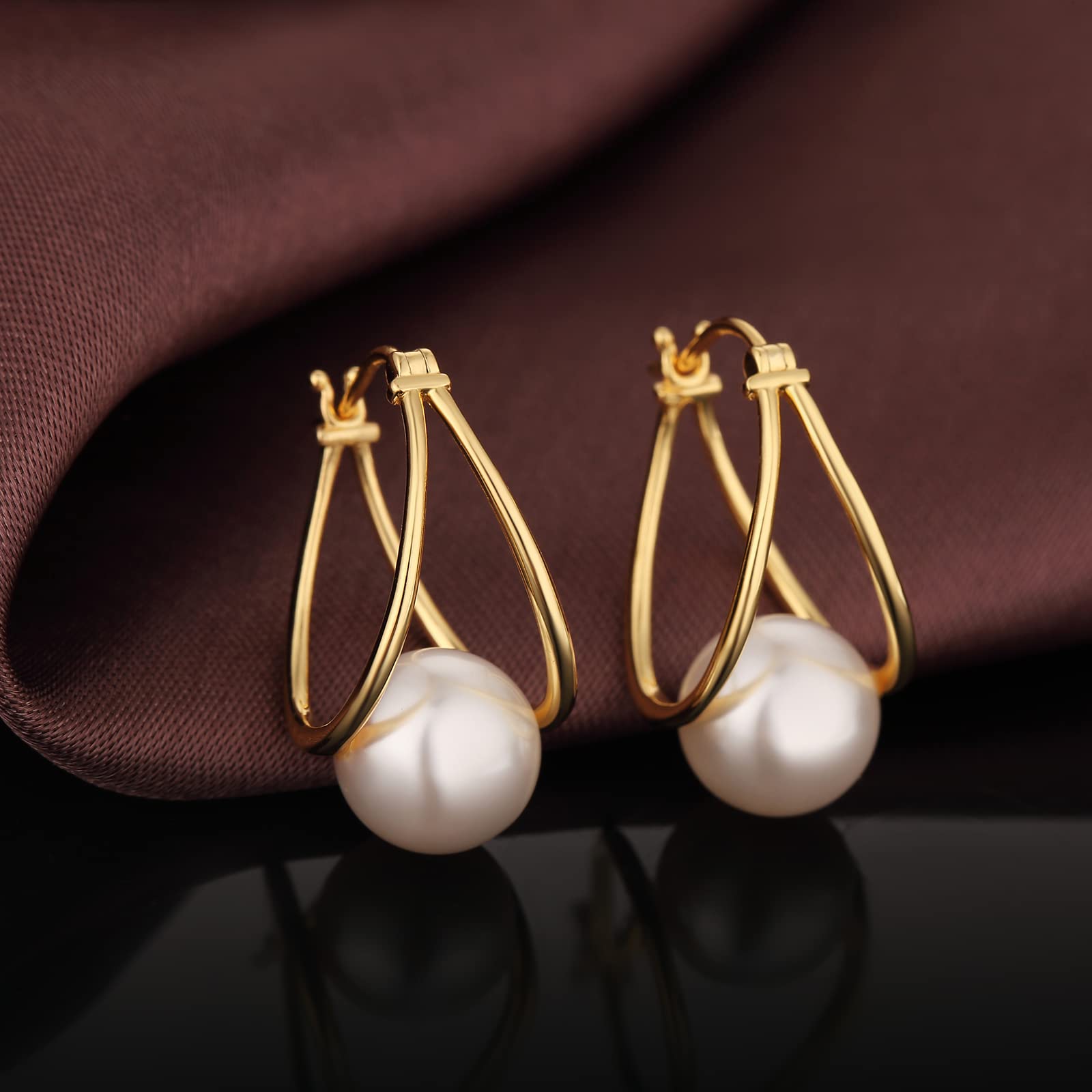 Gold & Silver Pearl Drop Earrings for Women | Freshwater Pearl Dangle Earrings | Sterling Silver & Gold Earrings | Perfect for Weddings, Parties & Special Occasions