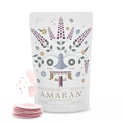 Organic Amaranth Flour Wafer Thins - Low Calorie Healthy Snacks for Adults - Gluten Free Vegan Protein Wafers - Obleas de Amaranto (Berries Flavor, 1 Pack) - Perfect for Keto Diet, Weight Loss & On-the-Go Snacking