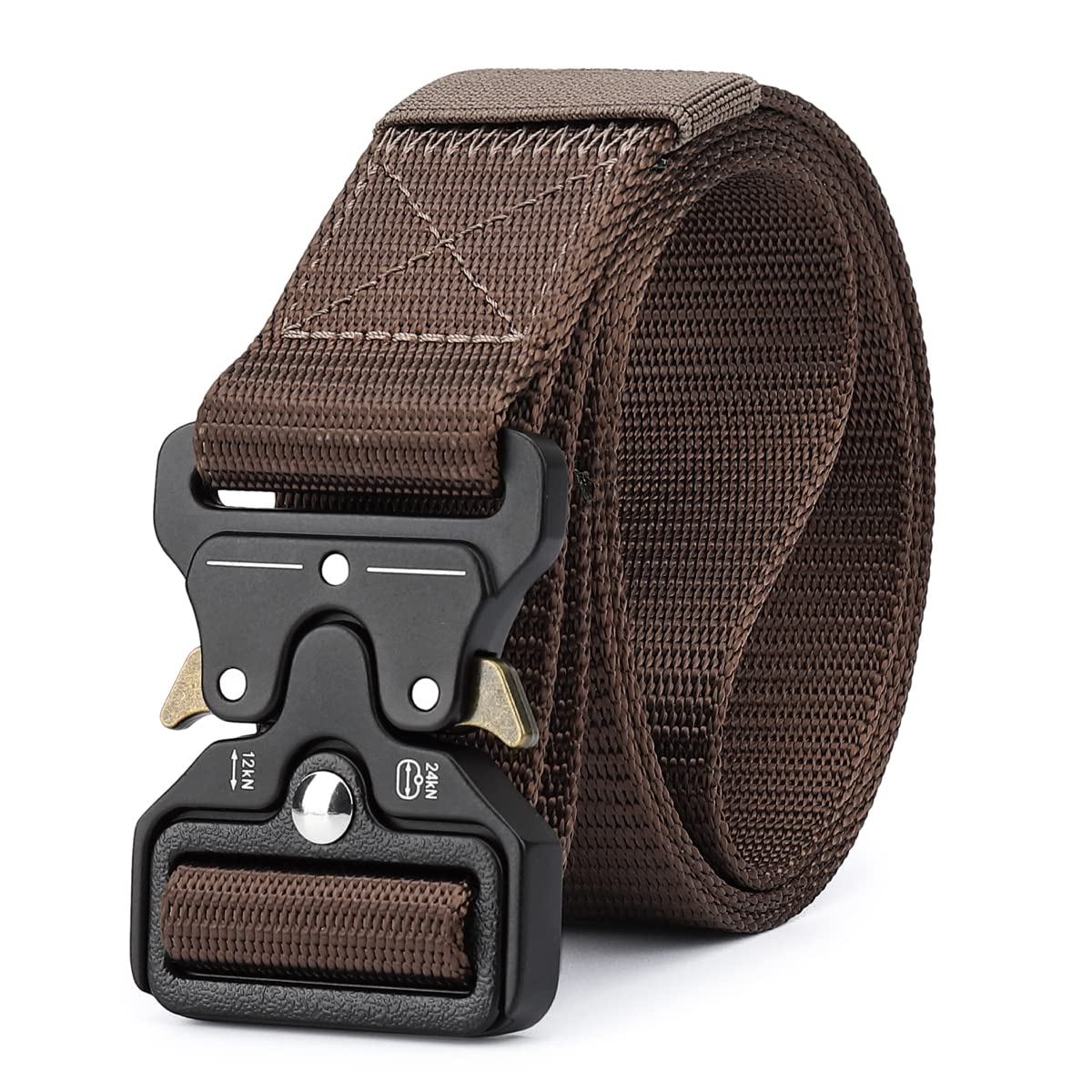 MOZETO Tactical Belt for Men - Heavy Duty Military Style Web Belt with Quick Release Metal Buckle - Perfect for Work, Hiking, Outdoor Activities & Concealed Carry