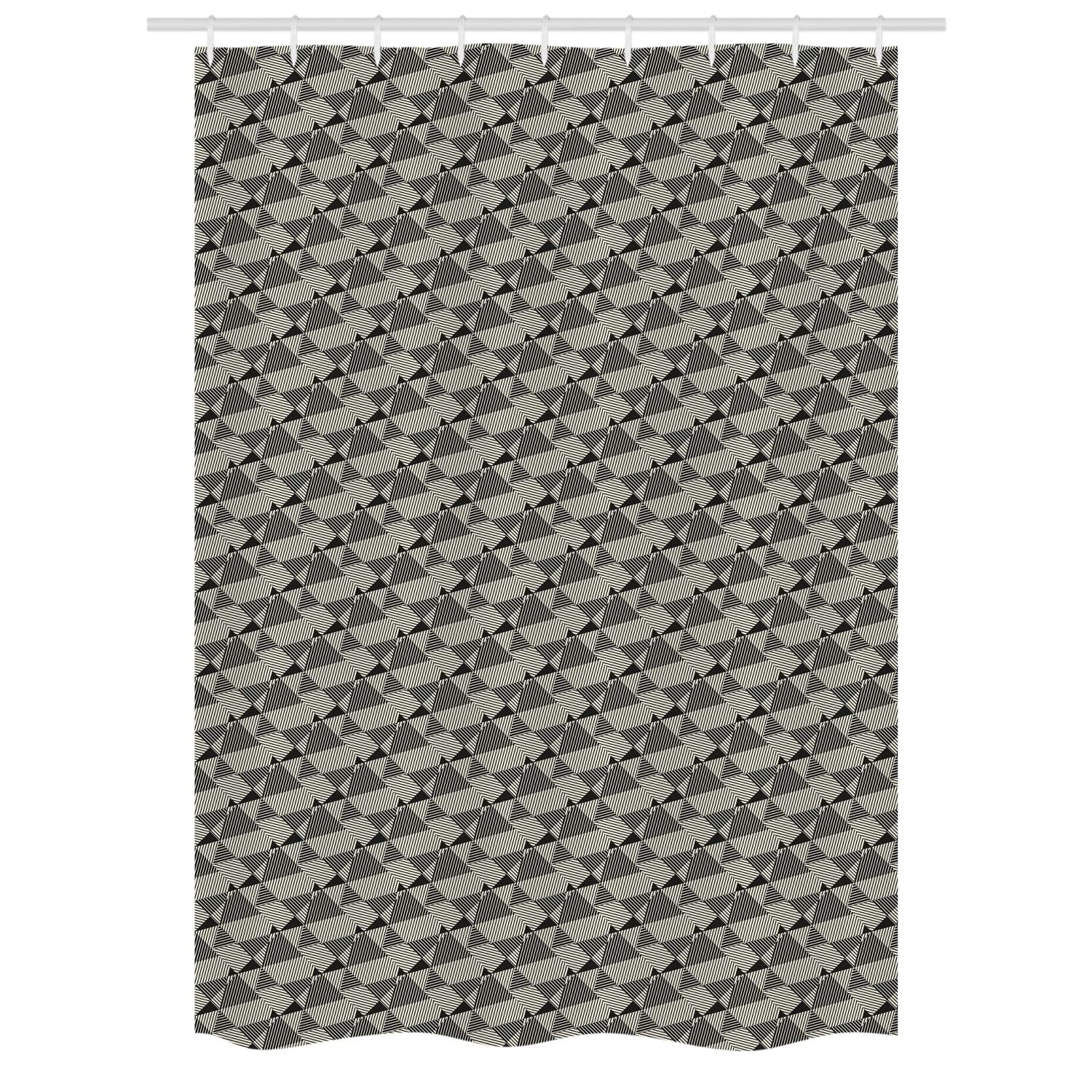Ambesonne Abstract Stall Shower Curtain - Modern Geometric Triangle Pattern with Scrapbook Stripes, Dark Taupe Grey & Ivory Bathroom Decor, 54