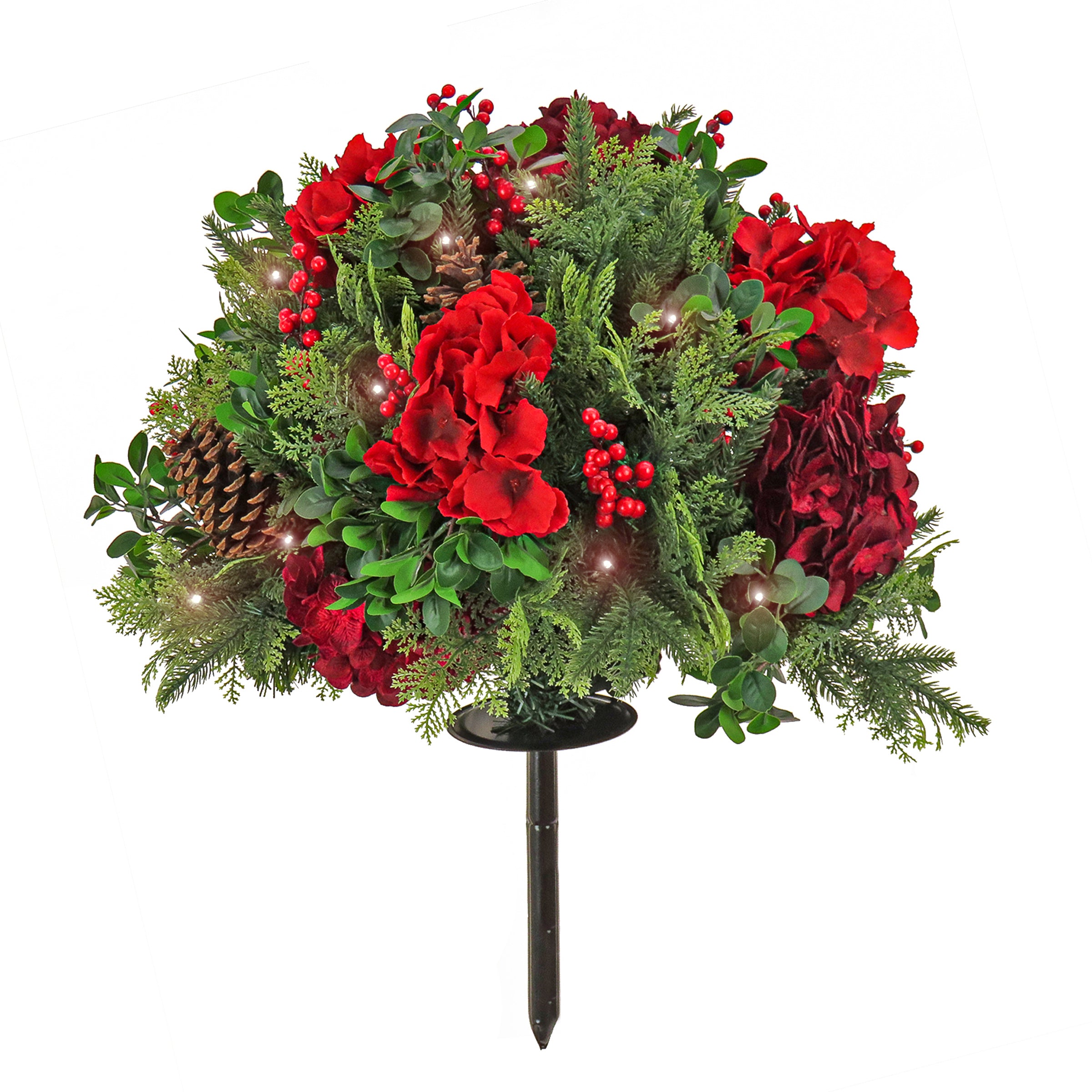 28 Inch Pre-Lit Vienna Waltz Decorated Urn Filler with LED Lights - Perfect for Christmas Decor, Holiday Centerpieces, and Winter Home Decor