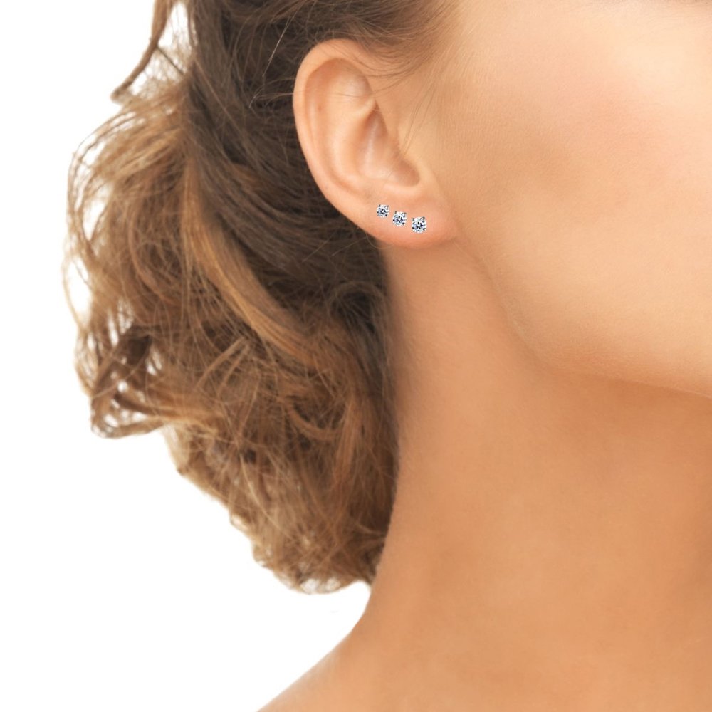 Sterling Silver Crystal Stud Earrings Set - Perfect for Gifts & Parties