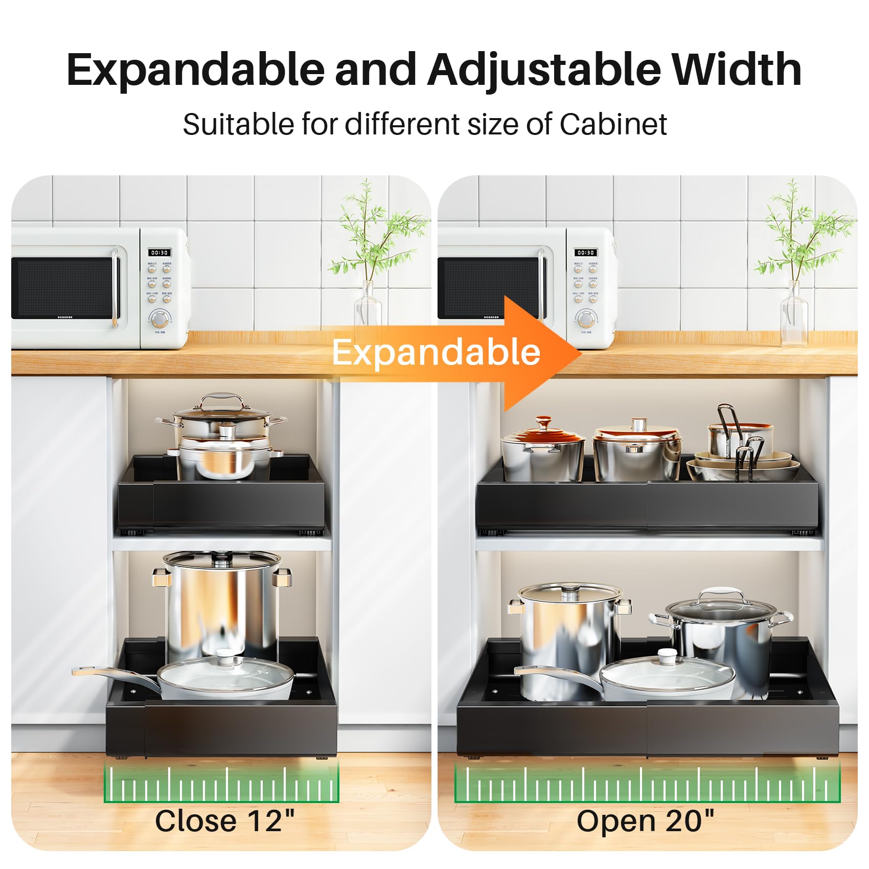 Heavy Duty Pull Out Cabinet Organizer - Expandable 12