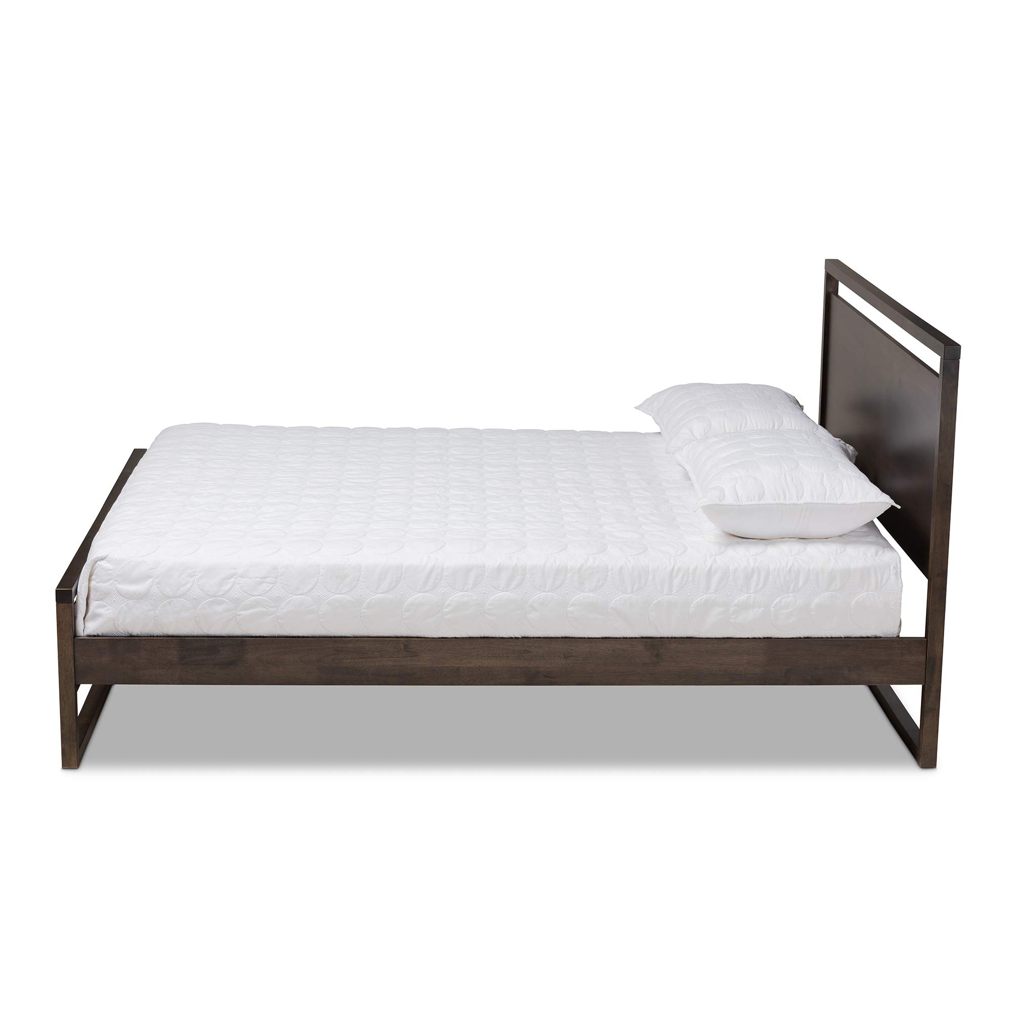 Baxton Studio Queen Size Bed Frame with Headboard - Modern Brown Wooden Platform Bed for Bedroom - Perfect for Master Bedroom, Guest Room & Apartment
