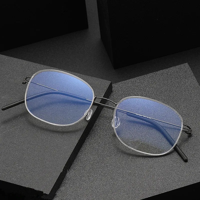 Aimee Unisex Full Rim Oval Square Screwless Titanium Eyeglasses Frame 4919 - Lightweight Durable Glasses for Work, Reading & Fashion
