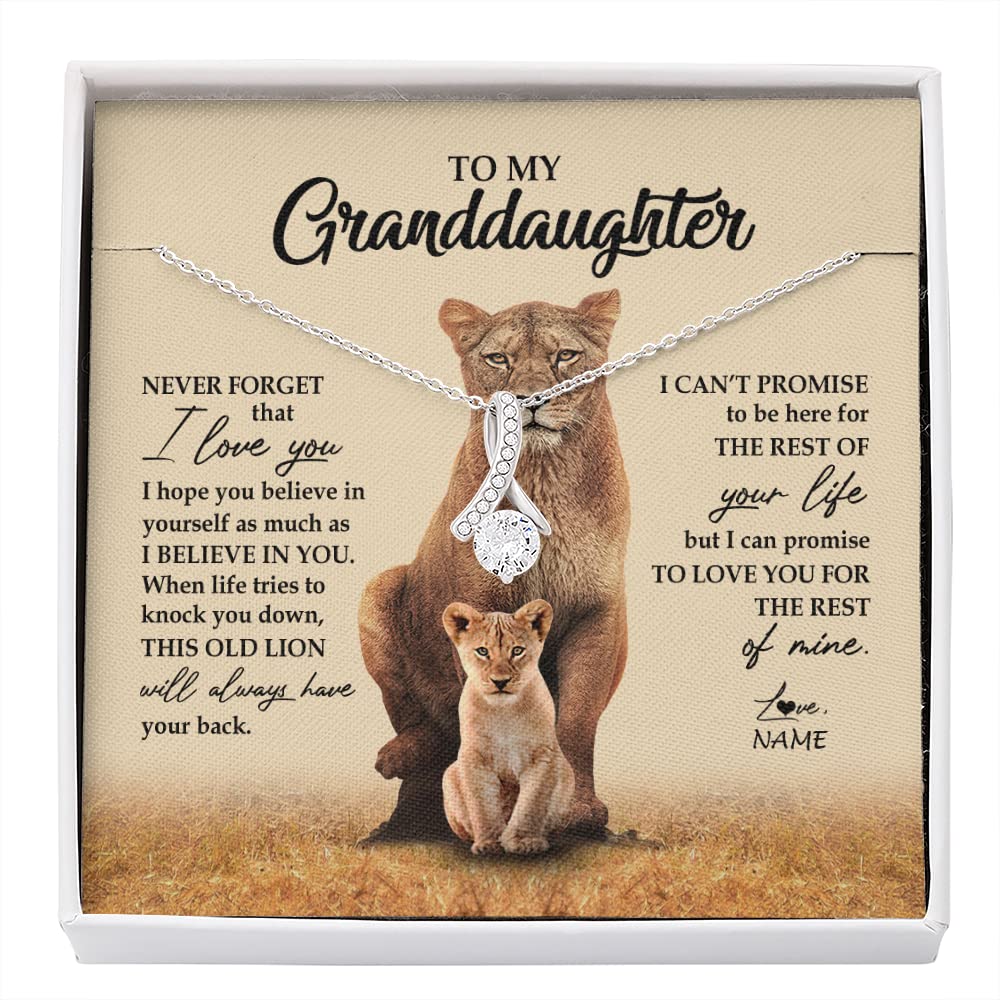 Personalized Granddaughter Necklace from Grandma - Custom Engraved Floral Pendant with Message Card for Graduation, Birthday, Special Occasions | Unique Keepsake Gift for Granddaughters