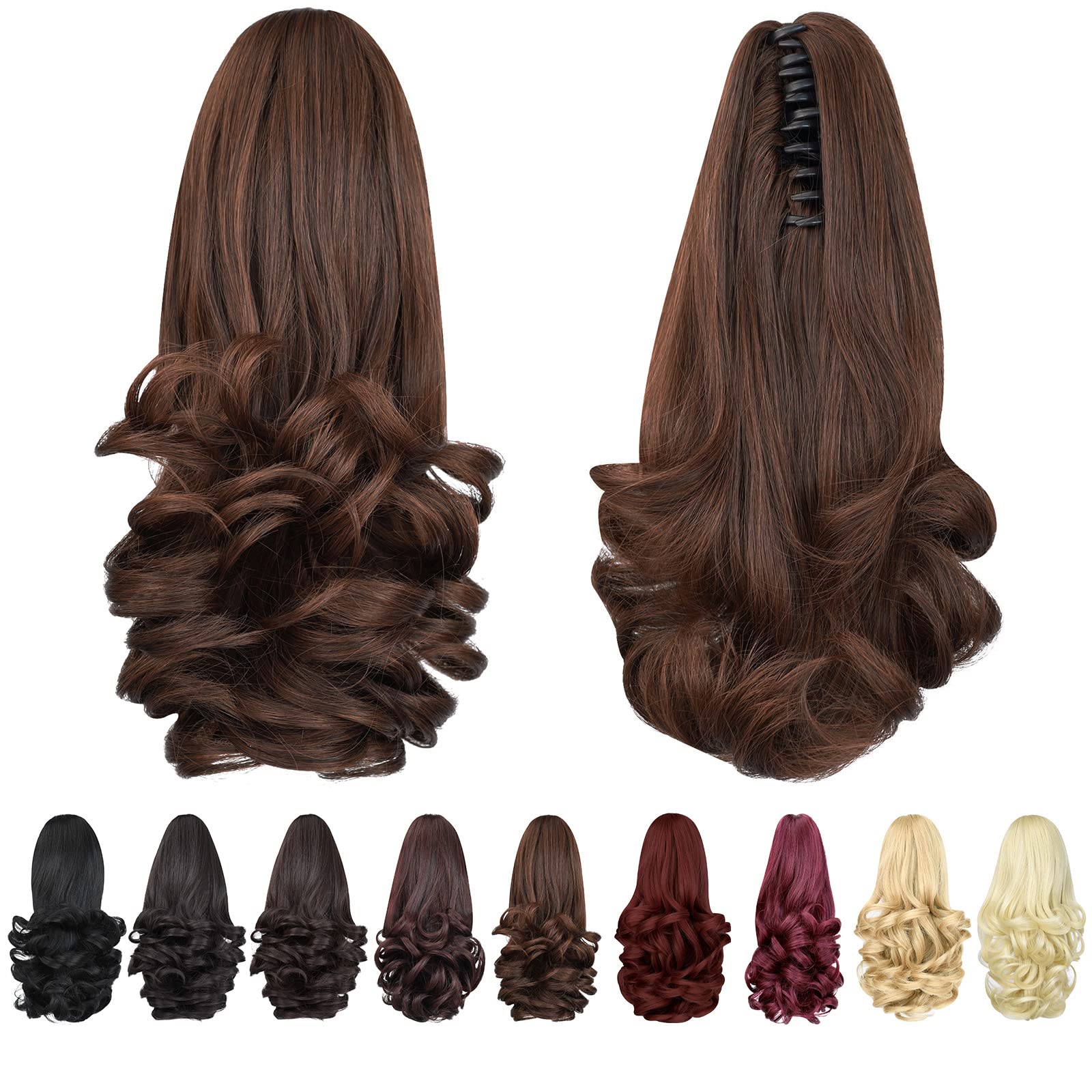 Natural Straight Ponytail Hair Extension with Claw Clip - Seamless Blonde Brown Black Hairpiece for Women - Perfect for Parties, Weddings & Everyday Styling