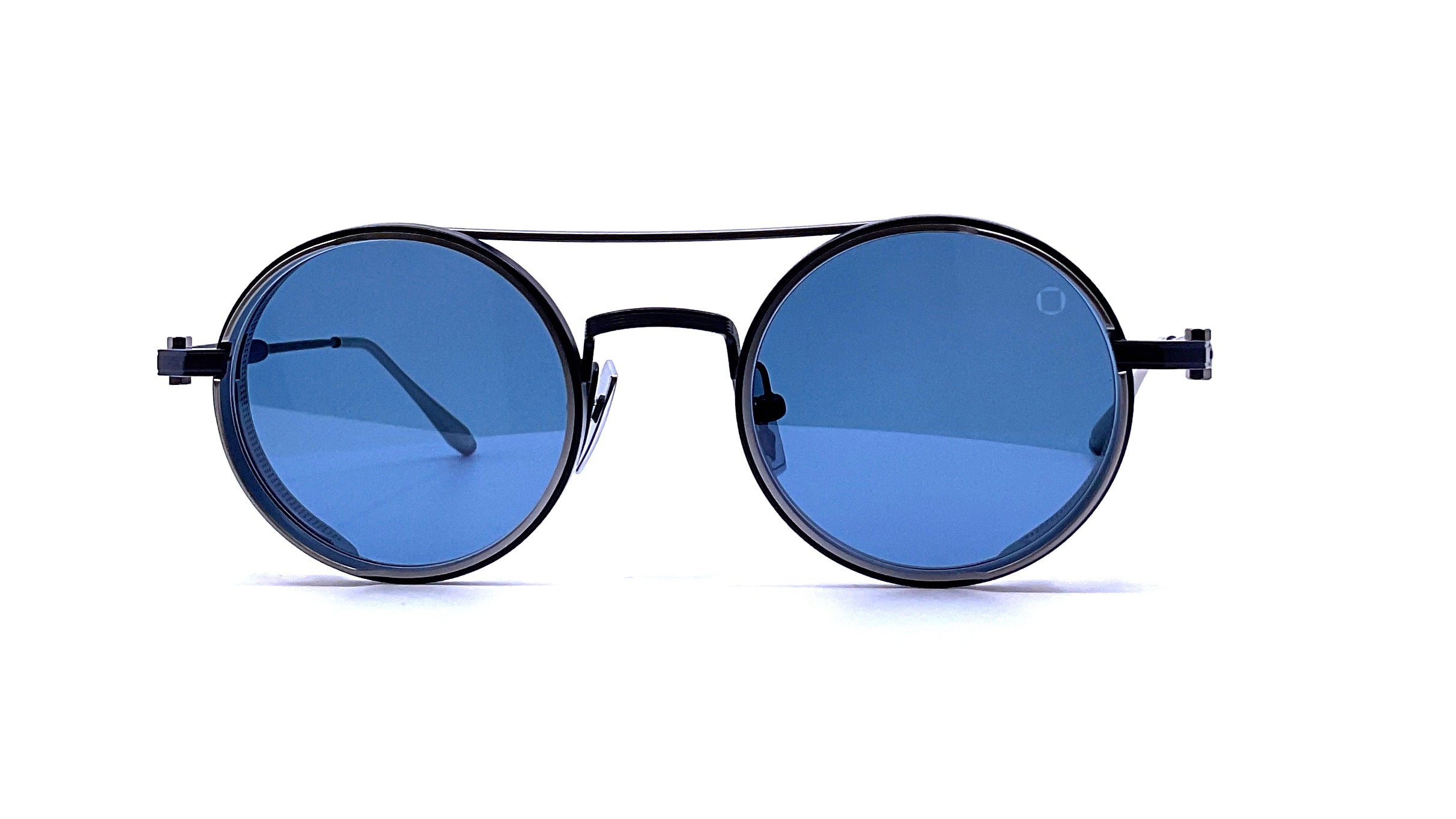 Akoni Eris Mykonos LTD Edition Matte Navy Blue/Black Palladium Sunglasses - Luxury UV Protection for Beach, Travel & Outdoor Activities