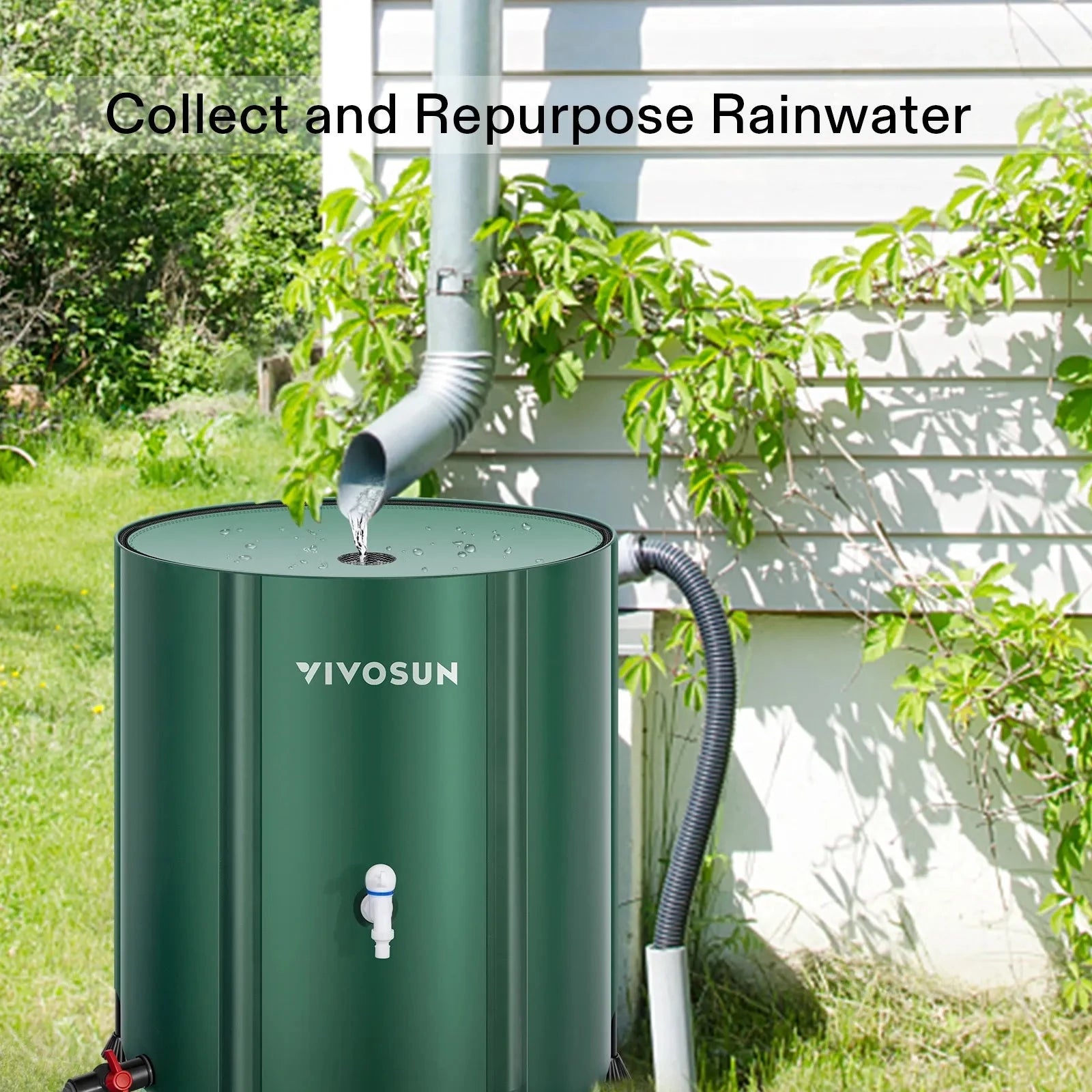 Vivosun 53 Gallon Collapsible Rain Barrel - Water Storage Container for Outdoor Garden, Lawn Irrigation & Emergency Water Supply | Durable & Space-Saving Design