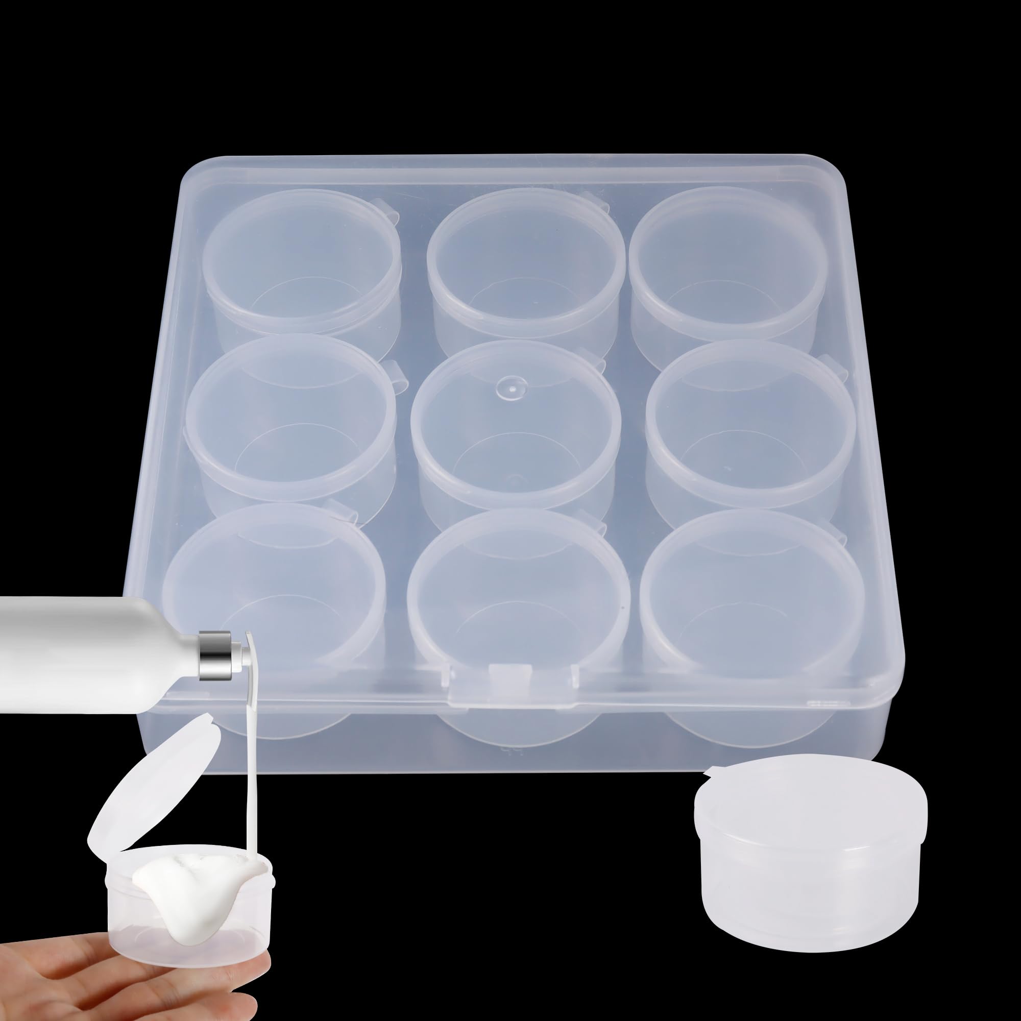 9-Piece Clear Plastic Cosmetic Jars with Snap Lids - 35g/35ml Travel-Sized Containers for Beauty Samples & Skincare Products | Airtight, Portable & Leakproof | Perfect for Makeup, Creams, Salves & DIY Storage