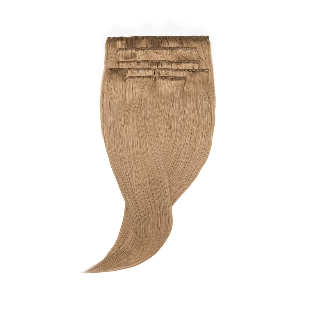 10 Light Caramel Human Hair Clip-in Extensions 7pc Set 16