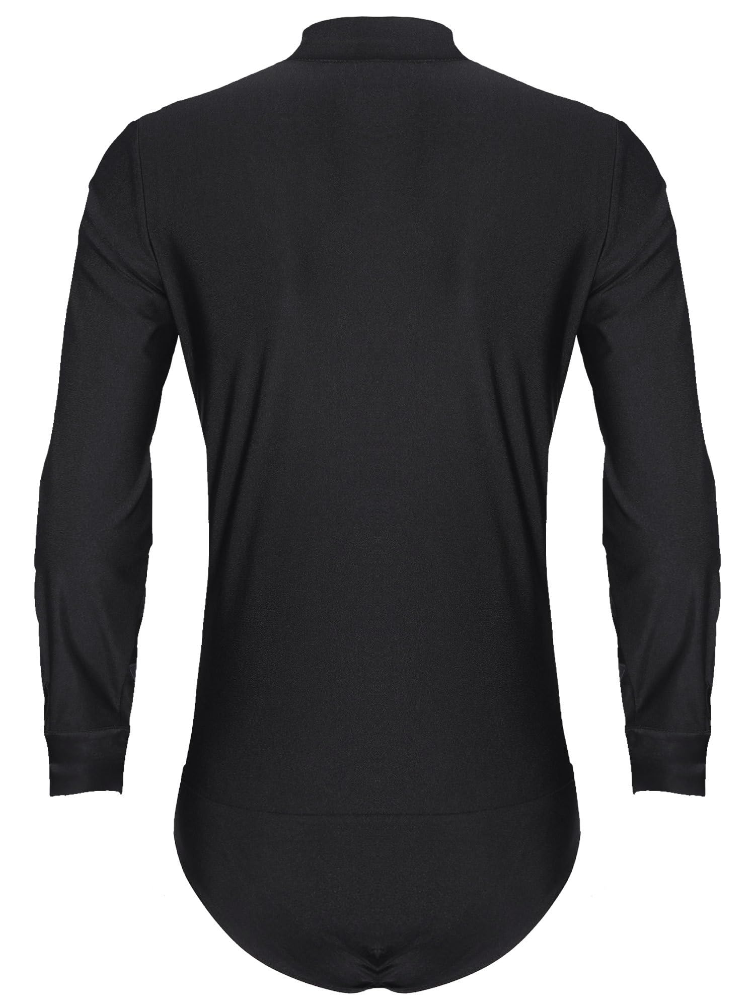 Sparkling Rhinestone Men's Figure Skating Dance Shirt - Long Sleeve Ballroom Samba Latin Dance Top Leotard for Performance & Competition