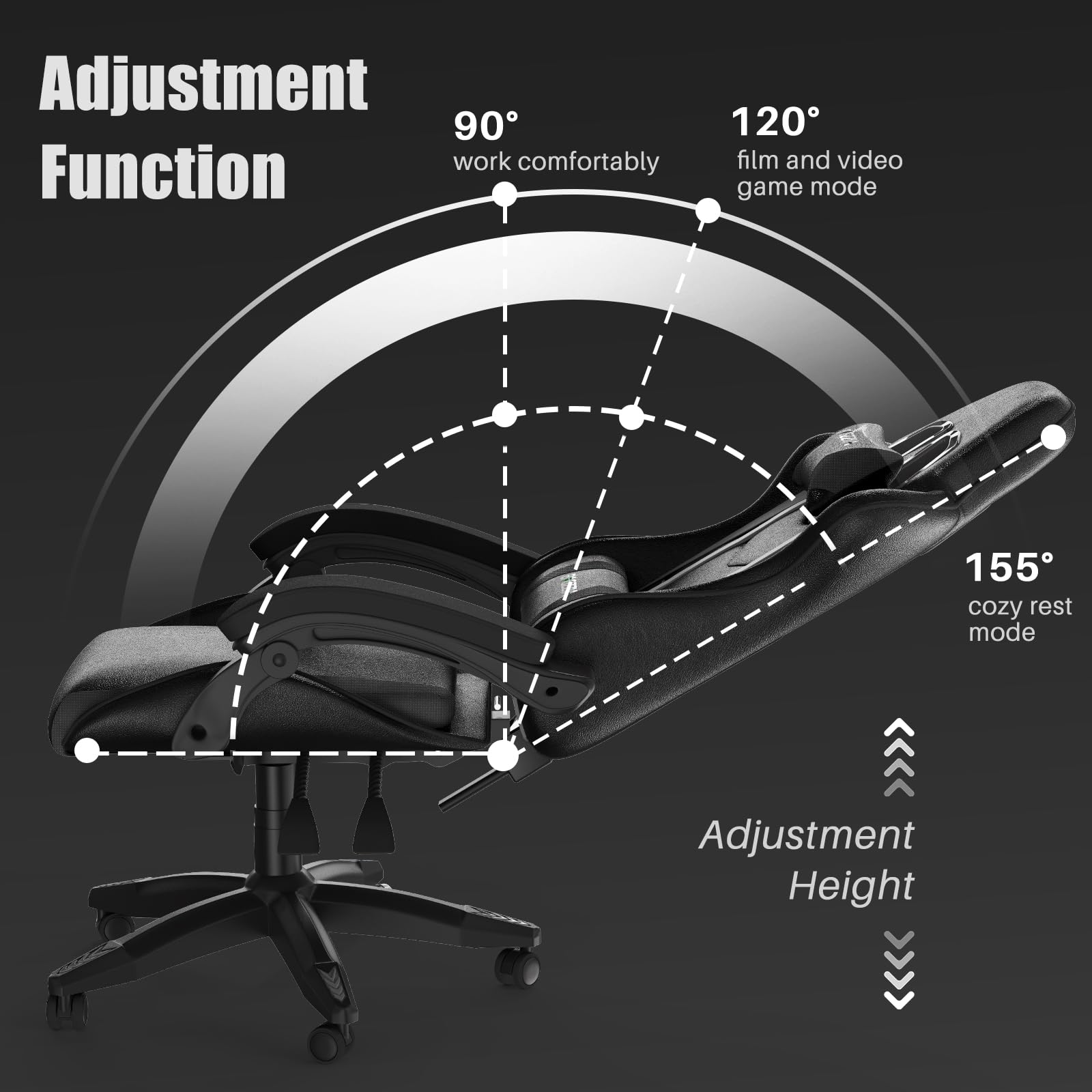 Premium Ergonomic Gaming Chair - High Back PU Leather Office Chair with Adjustable Headrest & Lumbar Support, Swivel Computer Seat for Adults - Perfect for Esports, Streaming & Home Office Setup