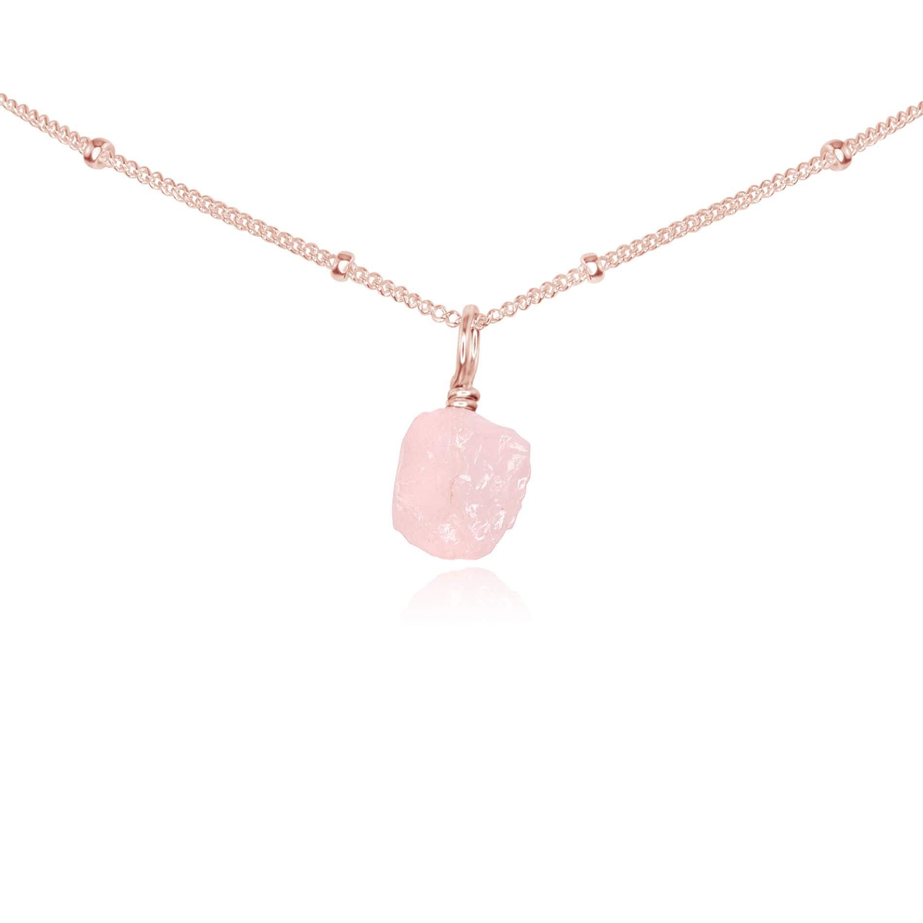 Natural Rose Quartz Pendant Necklace for Women - Tiny Rough Gemstone Choker for Healing, Love & Positive Energy | Perfect for Meditation, Yoga & Spiritual Gifts