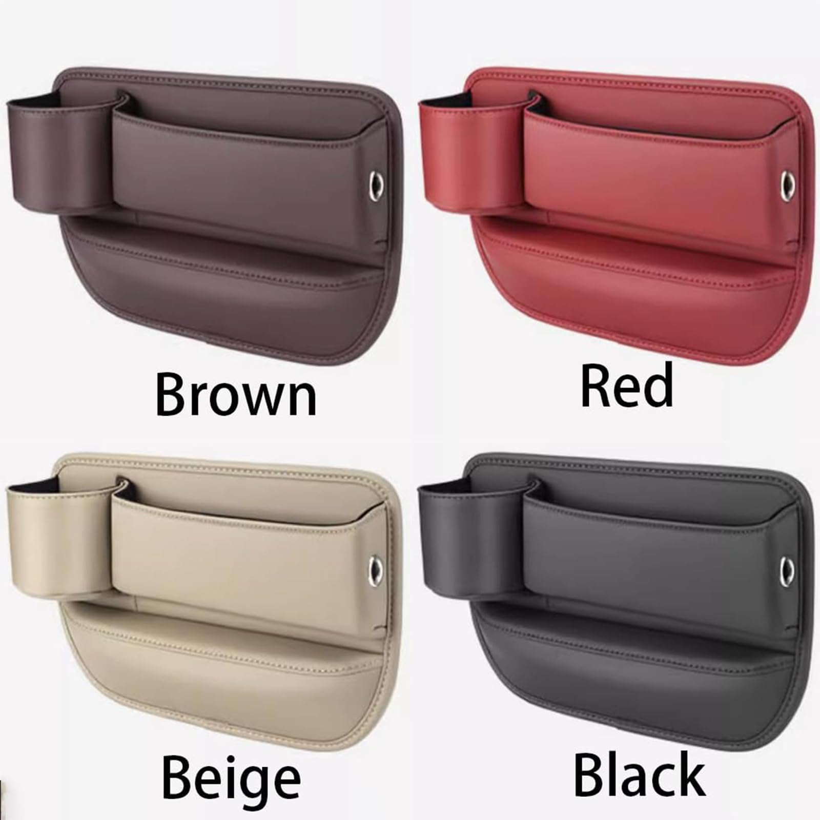 Premium Leather Car Seat Gap Organizer - Universal Cup Holder Storage Bag with Water Bottle Holder, No Logo Design for Cars, SUVs & Trucks | Perfect for Road Trips, Commuting & Daily Driving Accessories