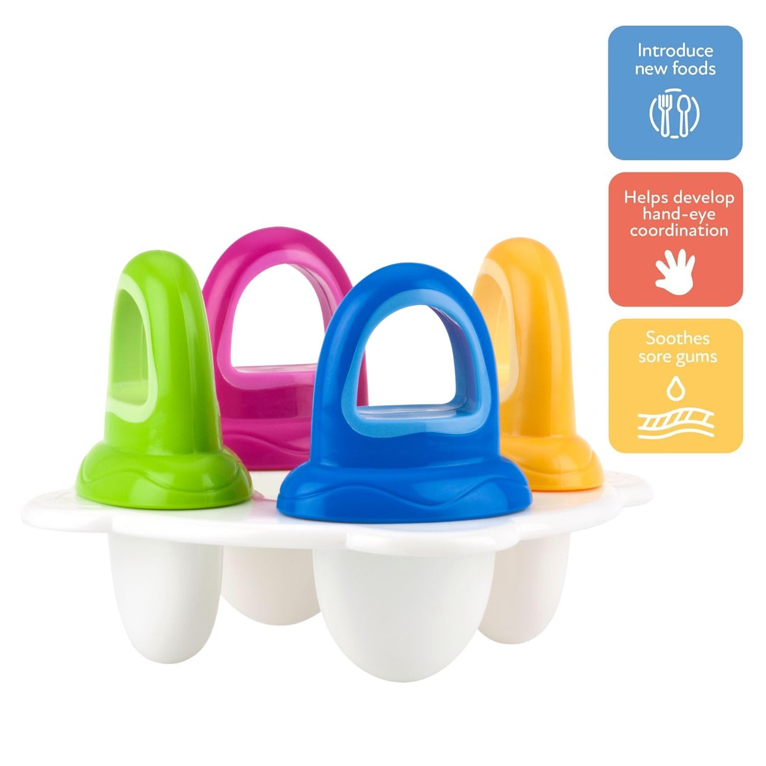 Nuby Garden Fresh Fruitsicle Frozen Pop Tray - 4 Handle BPA-Free Ice Pop Maker for Kids | Perfect for Summer Treats, Birthday Parties & Healthy Snacks