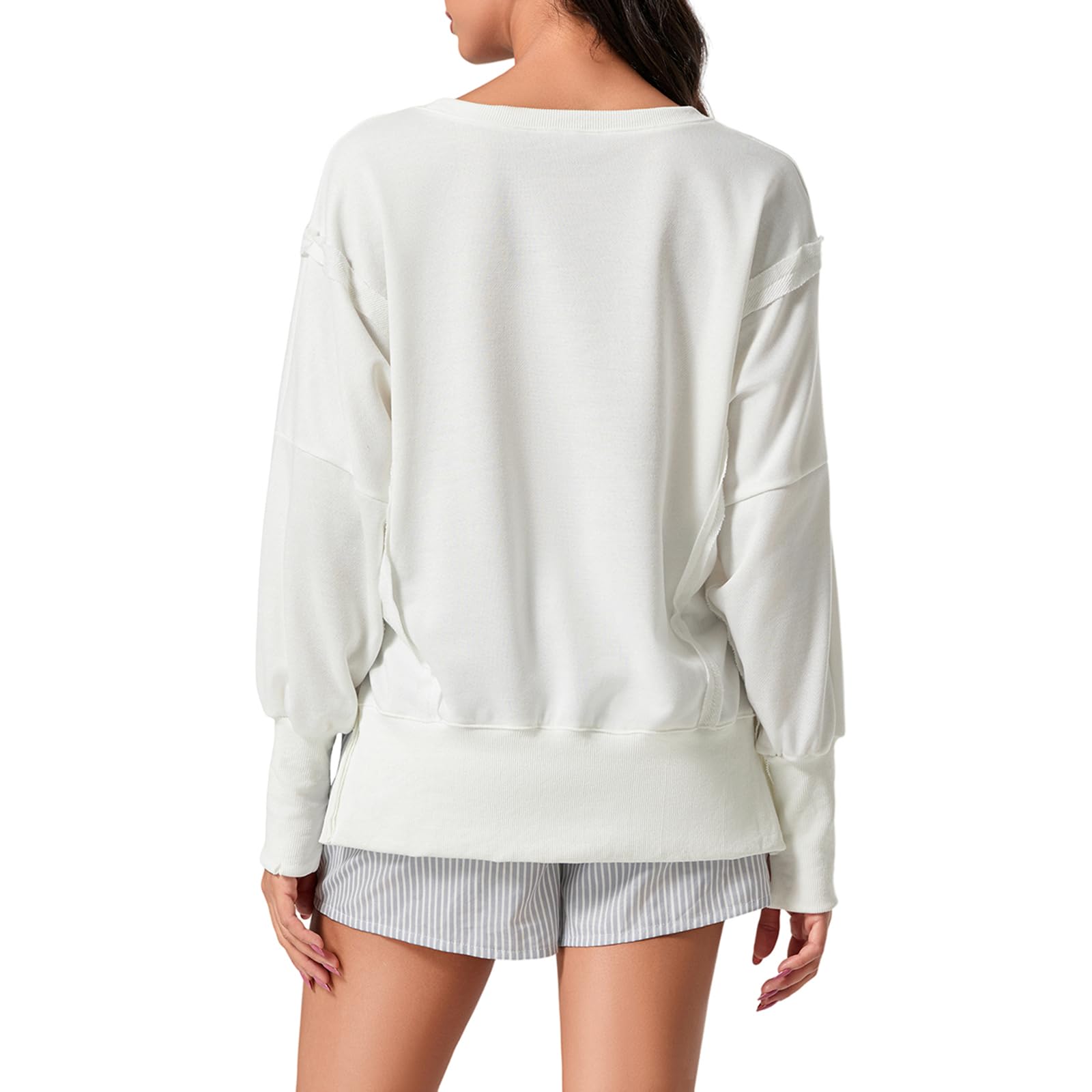 Amiblvowa Women's Oversized Graphic Sweatshirt - Y2K Vintage Long Sleeve Drop Shoulder Crewneck Shirt | Casual Streetwear, Loungewear & Winter Fashion