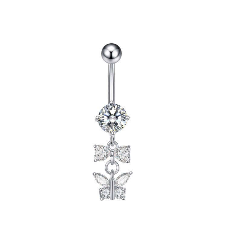 Sparkly Butterfly Opal Dangle Belly Button Rings | Q0202 | Stylish Body Jewelry for Women, Perfect for Parties, Beach & Everyday Wear
