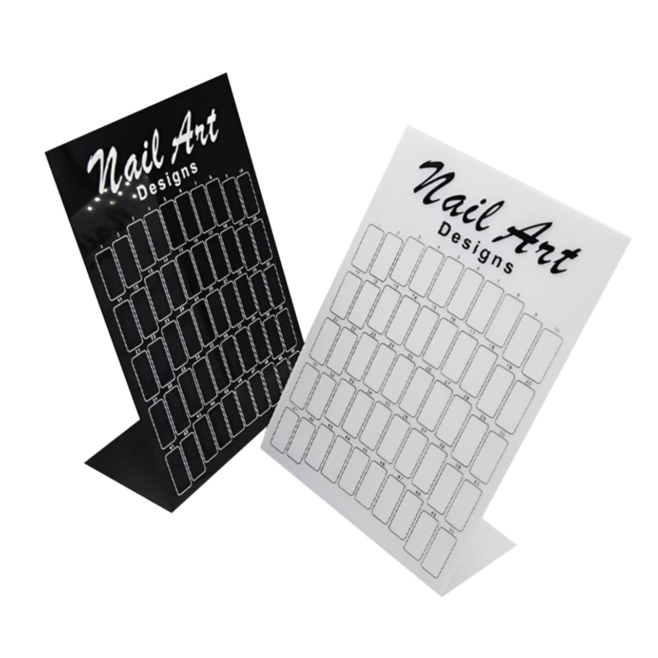 TOPBATHY 2-Piece White Nail Art Display Stand - Acrylic Nail Salon Supplies for Manicure, False Nail Samples & Nail Polish Display - Perfect for Salon, Home Nail Studio & Professional Showcase