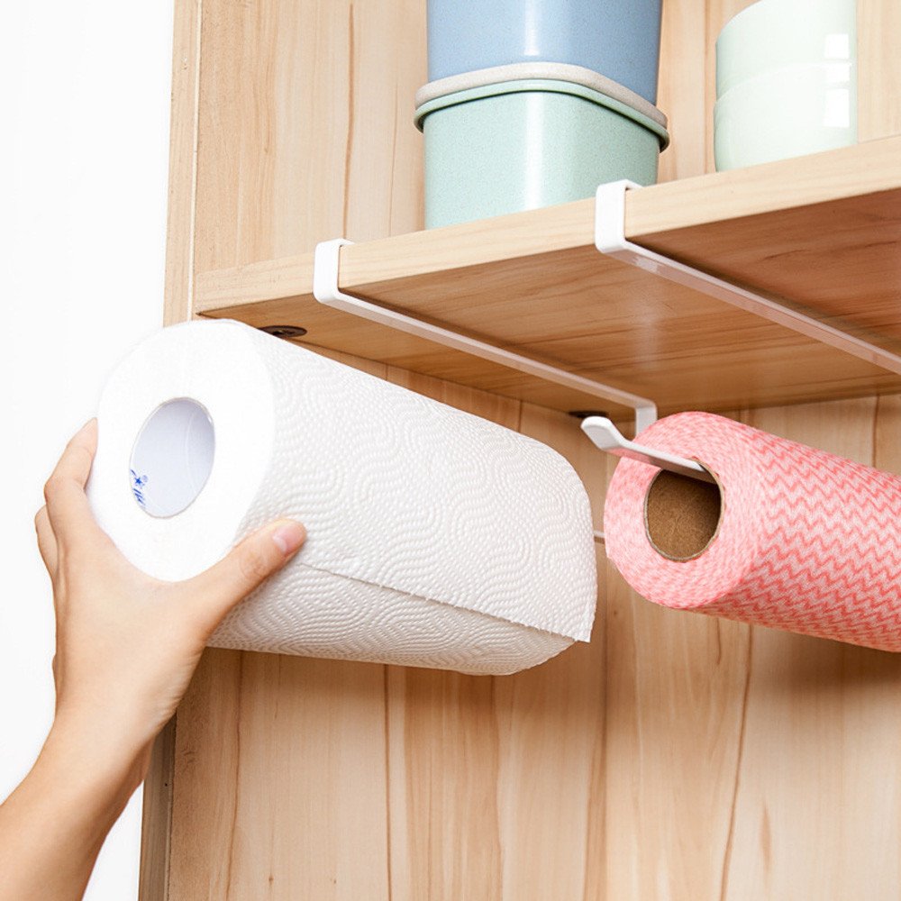 Stainless Steel Under Cabinet Paper Towel Holder - Durable Kitchen/Bathroom/Toilet/Pantry Roll Rack Hook (Silver, One Size) - Perfect for Easy Access to Paper Towels While Cooking or Cleaning