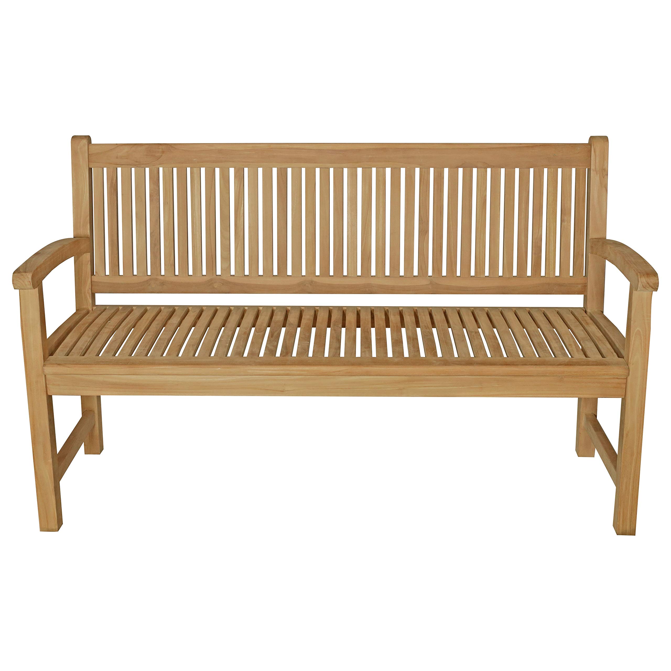 Premium 5-Foot Solid Teak Outdoor Patio Bench - Seven Seas Teak San Juan - Weather-Resistant Garden, Poolside & Deck Seating Furniture for Backyard, Porch or Terrace