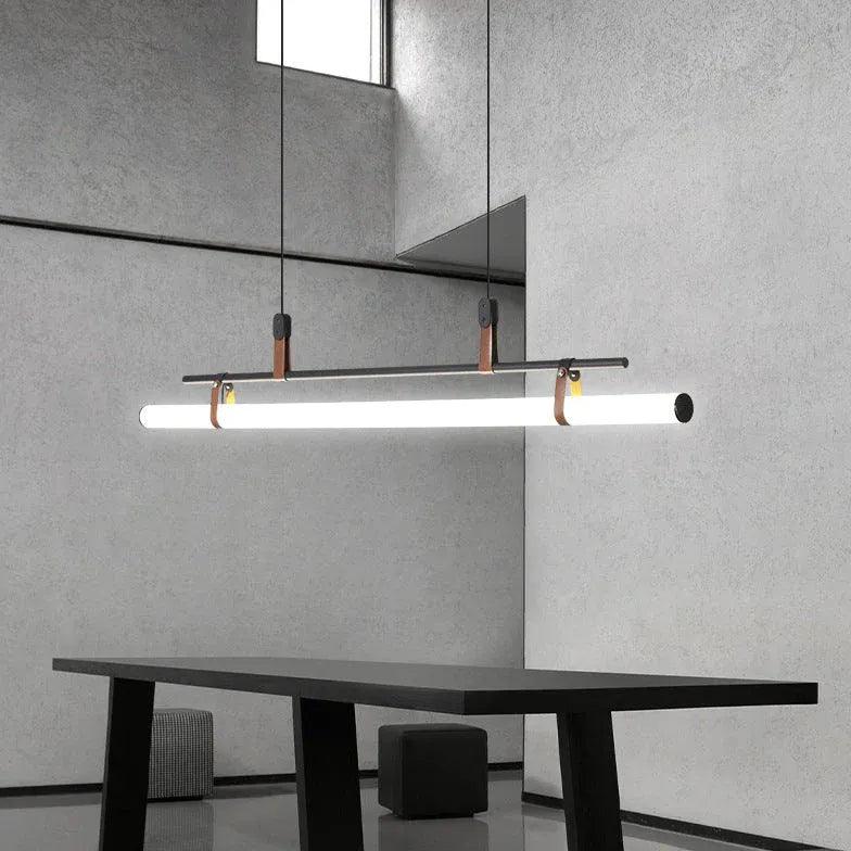 Modern Tubular Metal LED Pendant Light for Dining Room - Adjustable Hanging Fixture with Warm White Light, Perfect for Kitchen Island, Breakfast Nook & Restaurant Decor