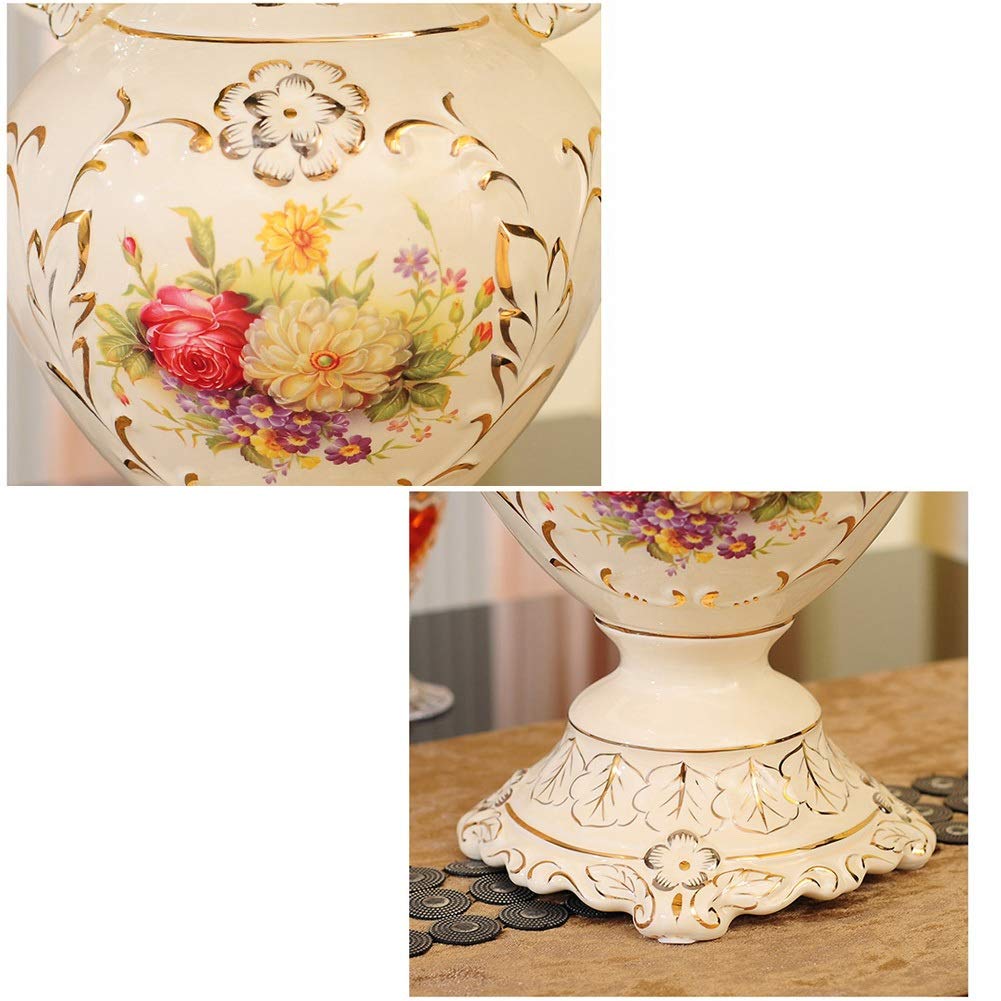 Hand-Painted Tall White Ceramic Vase 32×20cm - European Style Large Flower Vase for Wedding Gift, Living Room, Dining Table Centerpiece, Bedroom, Office & Hotel Decor | Perfect for Fresh Flowers and Home Decoration