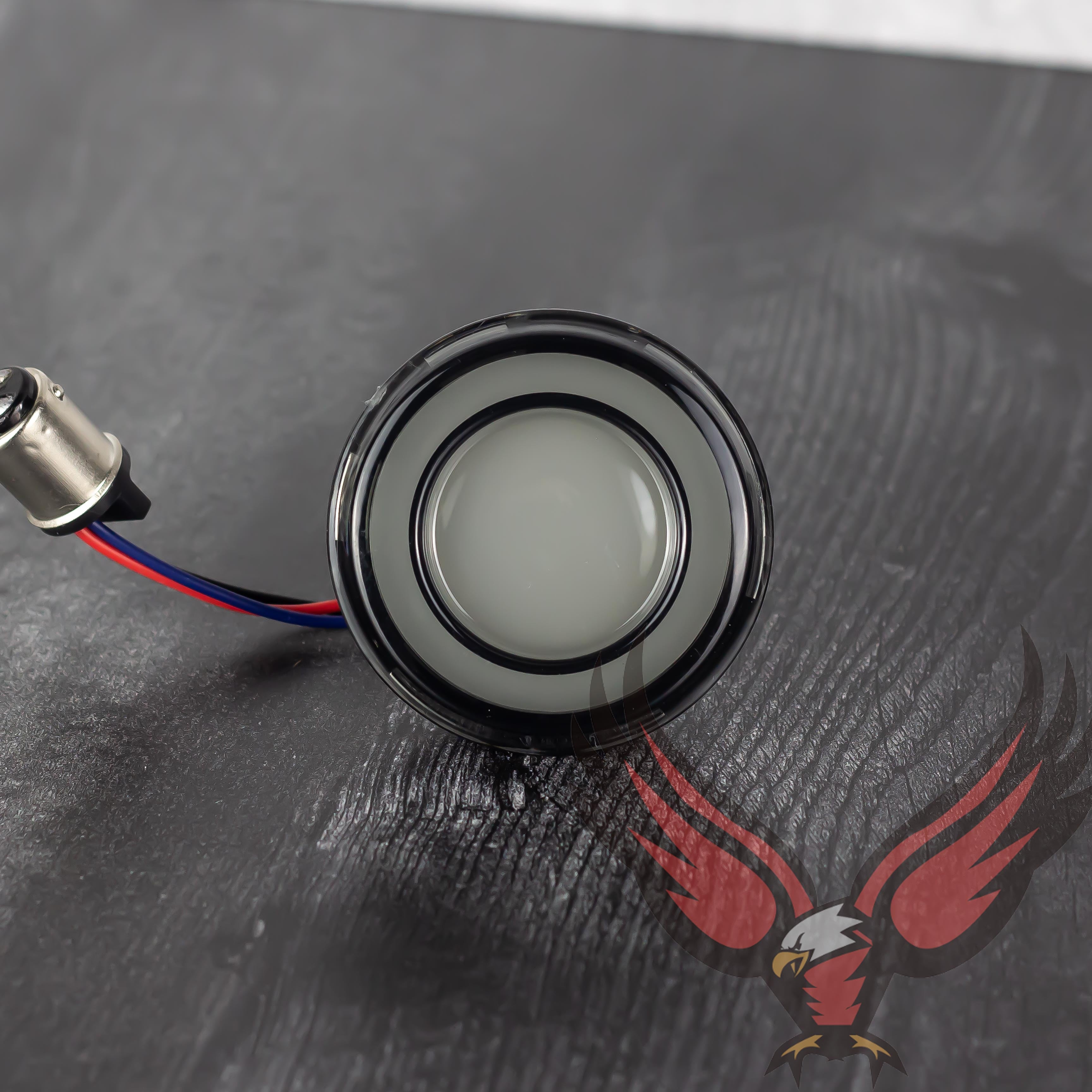 Eagle Lights HALOS 2 Front LED Turn Signals for Harley Davidson Motorcycles - High Visibility Daytime Running Lights for Enhanced Safety on Cruiser and Touring Bikes