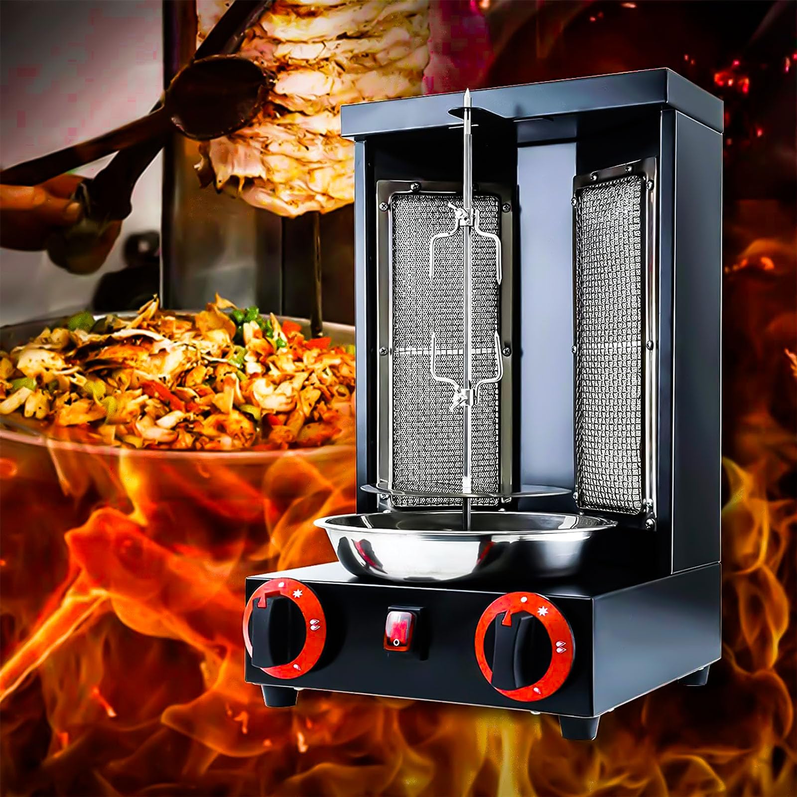 Vertical Rotisserie Shawarma Machine - Commercial Rotating Grill for Tacos Al Pastor, Chicken & Kebabs | Perfect for Restaurants, Food Trucks & Catering
