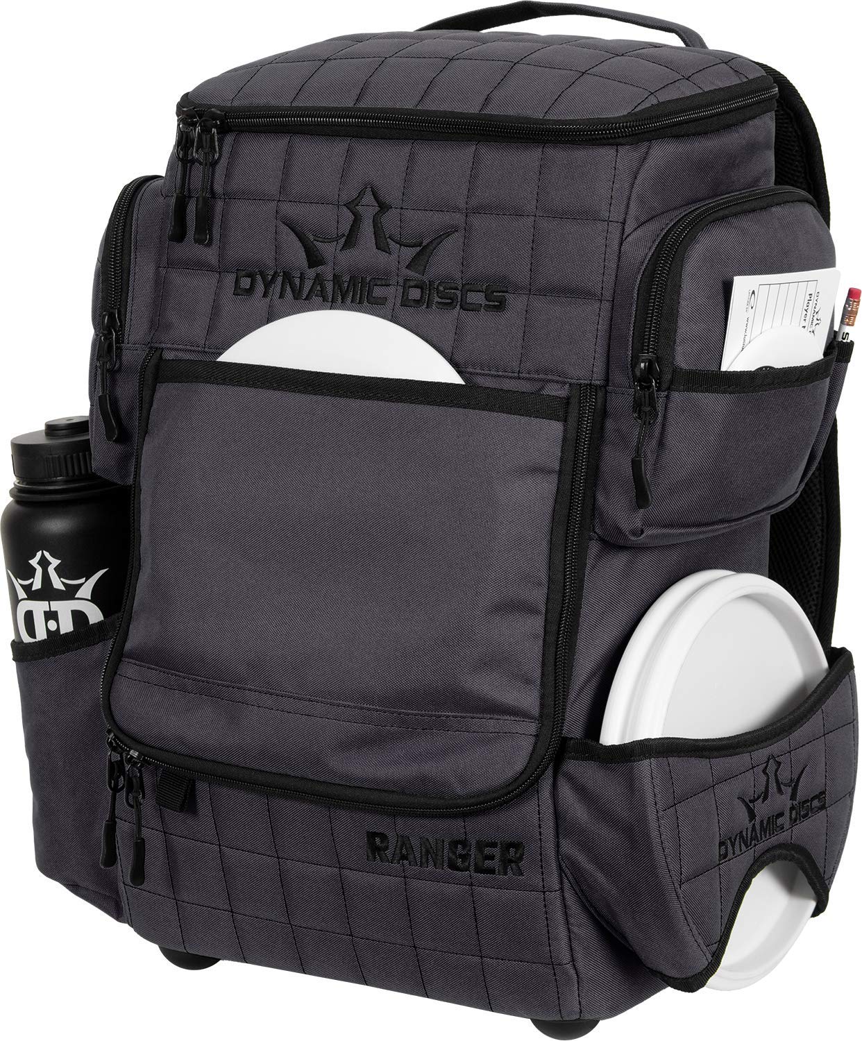 DD DYNAMIC DISCS Ranger Disc Golf Backpack - 18+ Disc Capacity with Large Main Compartment & On-Deck Putter Pouch (Holds 2 Putters) - Heather Charcoal - Perfect for Tournament Play & Outdoor Disc Golf Adventures