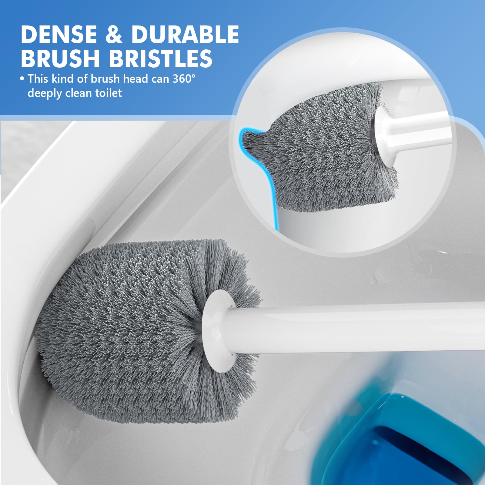Heavy Duty Toilet Plunger and Brush Set with Ventilated Holder - 2-in-1 Bathroom Cleaning Combo for Clogged Drains & Sanitizing (White) - Perfect for Home, Apartment & RV Toilet Maintenance