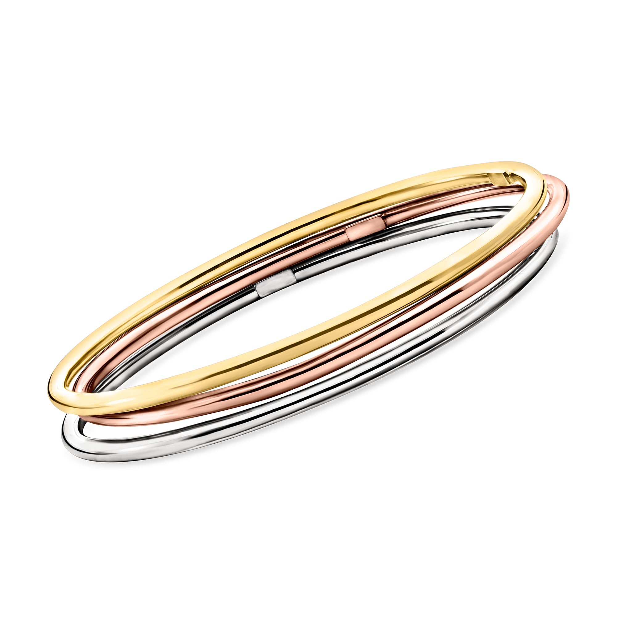 Ross-Simons Italian Multi-Toned Sterling Silver Jewelry Set: 3 Polished Bangle Bracelets (7.5 Inches) - Perfect for Gifts, Weddings & Everyday Elegance