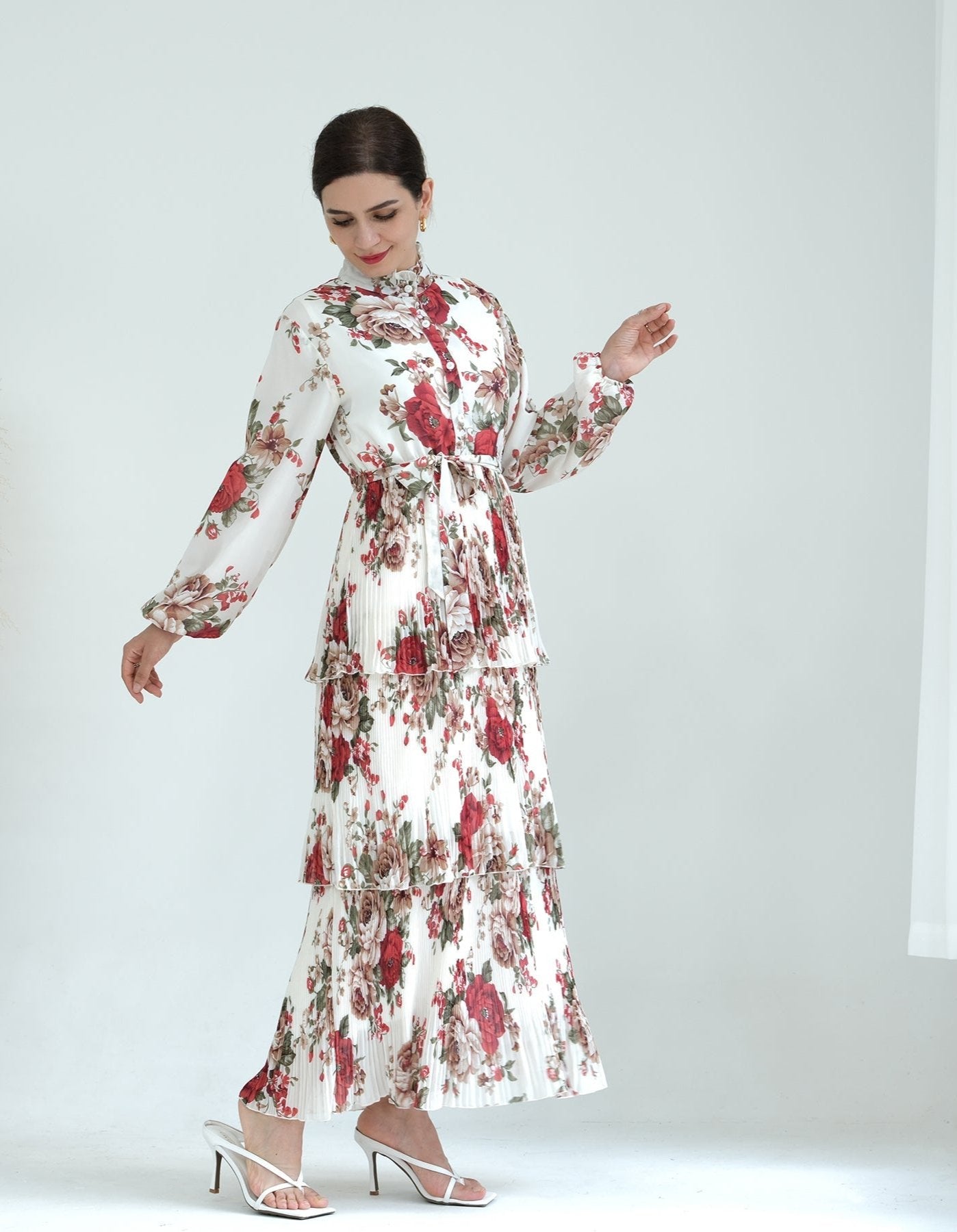 Fleur Maxi Dress - Elegant Red & Ivory Floral Summer Dress for Women | Perfect for Beach, Vacation & Casual Outings