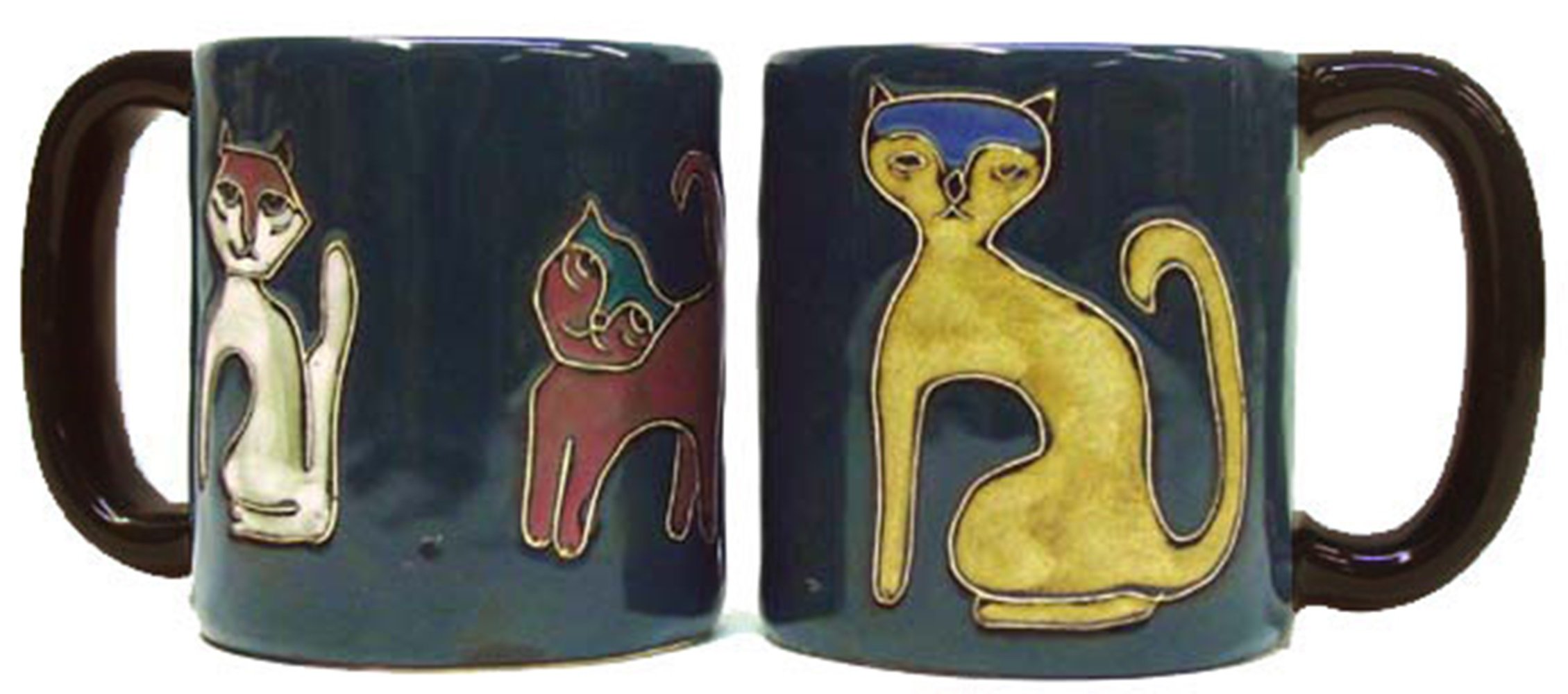 Premium Stoneware Coffee Mug Set of 2 - 16oz Cat-Themed Ceramic Cups in Blue - Perfect for Tea, Hot Chocolate & Cozy Home Use