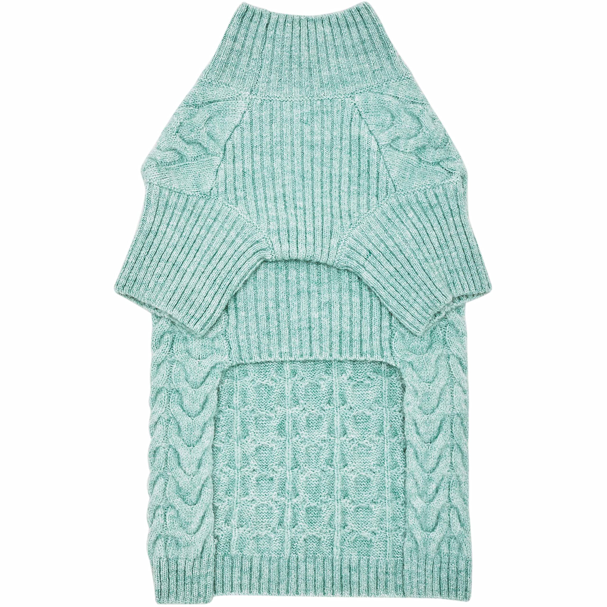 Blueberry Pet 2023 Classic Fuzzy Knit Turtle Neck Dog Sweater - Heathered Jade, 20