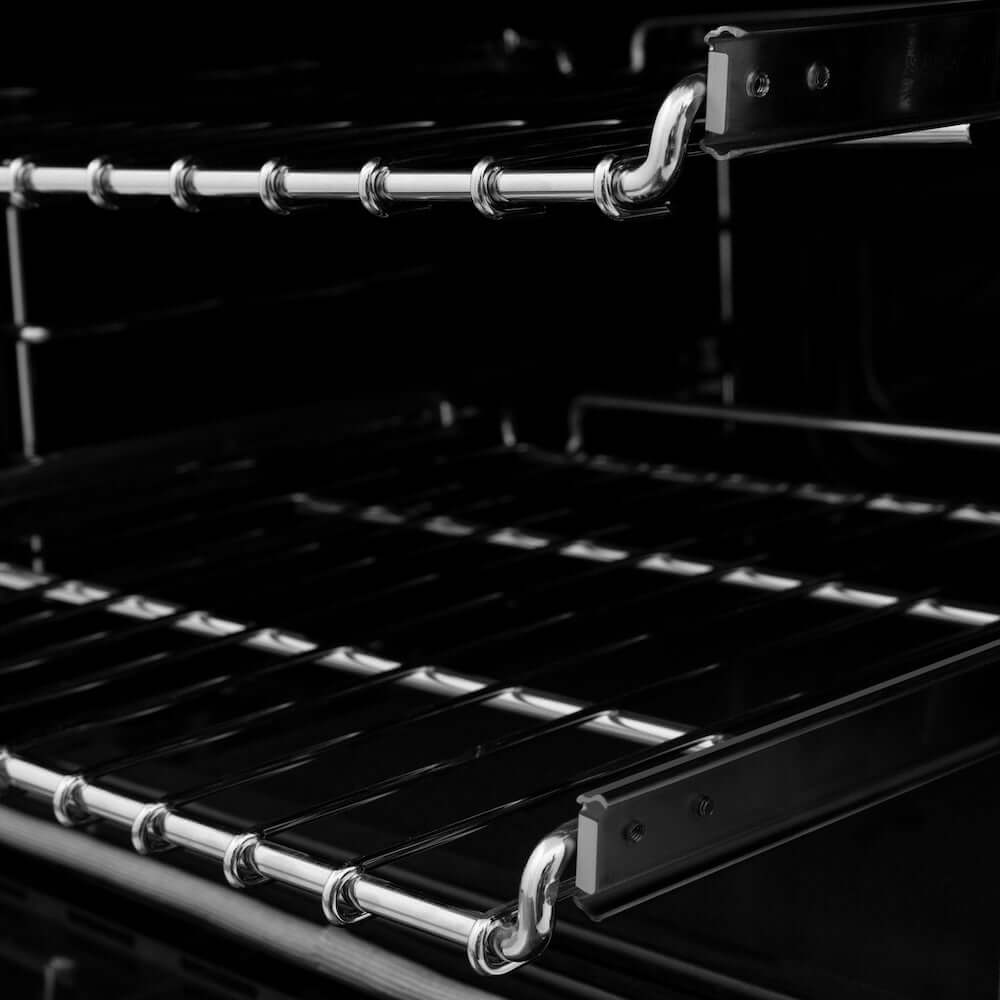 ZLINE Autograph Edition 48-Inch Dual Fuel Range - 6.0 cu. ft. Capacity, 7-Burner Gas Cooktop & 2 Electric Ovens - Black Stainless Steel with Polished Gold Accents (RABZ 48 G) - Perfect for Professional Home Chefs & Gourmet Cooking Enthusiasts
