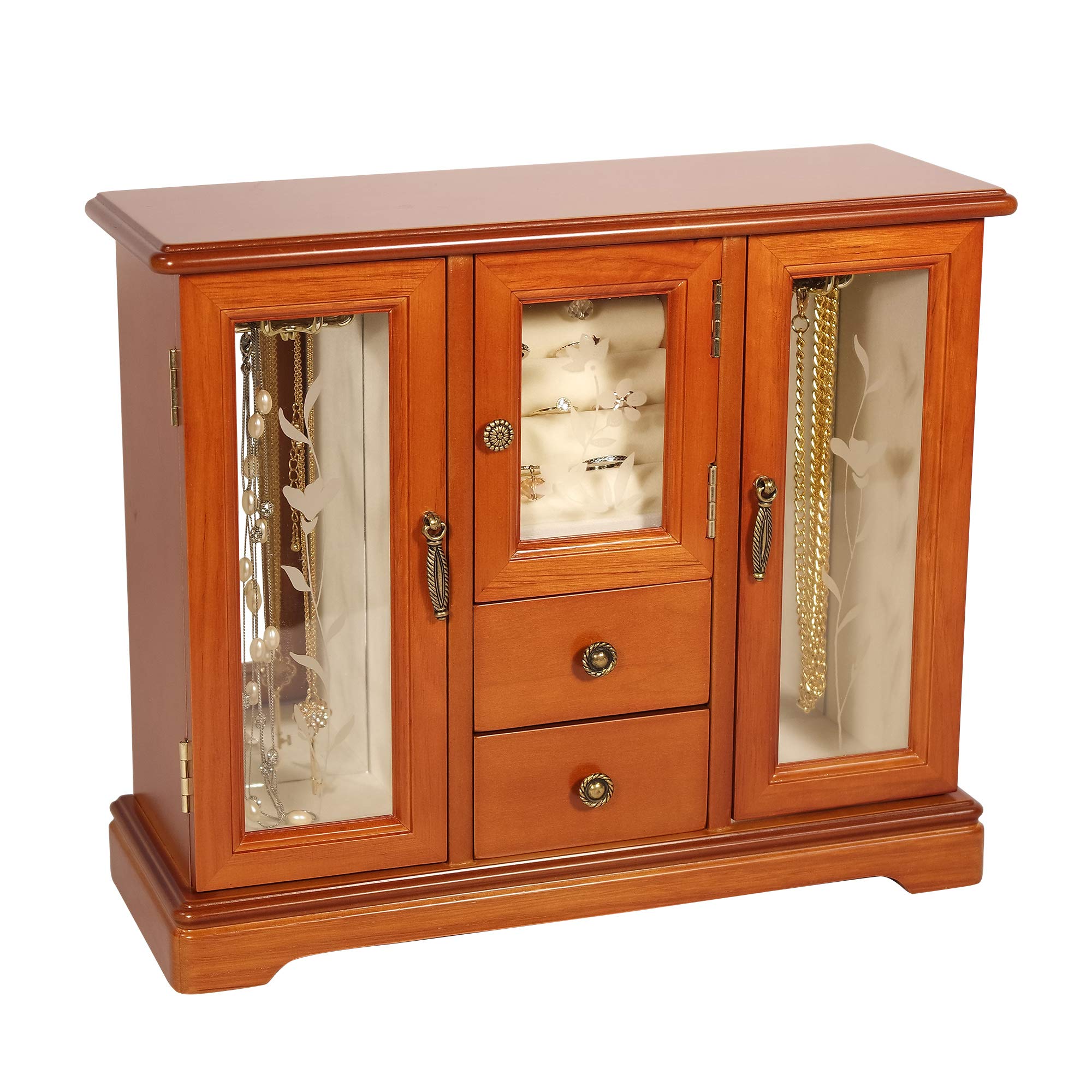 Mele Designs Trina Jewelry Box - Premium Oak Wood Jewelry Organizer with Soft Lining | Perfect for Necklaces, Rings & Earrings Storage | Gift Idea for Women