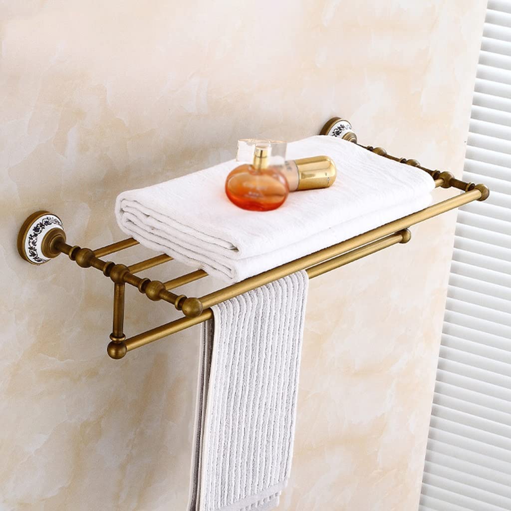 Vintage European Style Double Layer All-Copper Bathroom Towel Bar & Rack - Elegant Bathroom Hanging Organizer for Towels & Robes | Perfect for Spa, Hotel, or Luxury Home Decor
