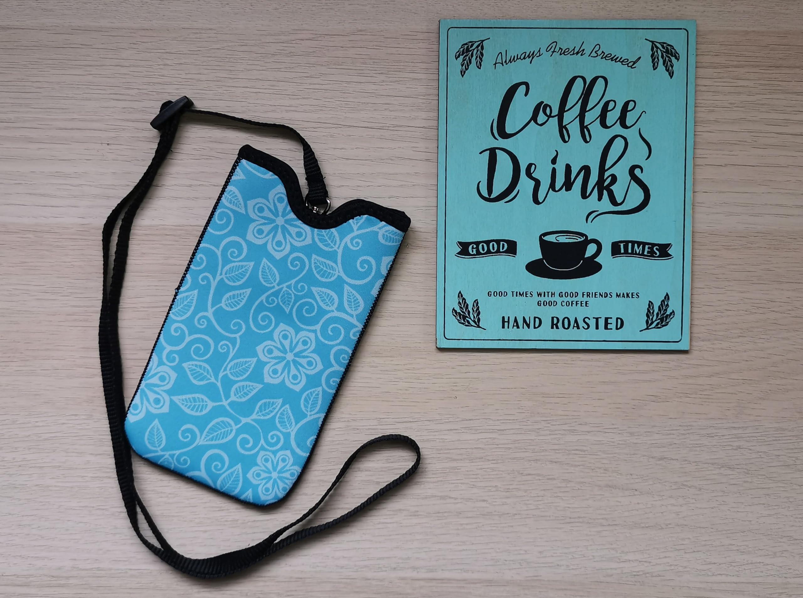 Shockproof Neoprene Phone Sleeve Pouch for iPhone 16/15 Pro Max, Samsung S24/S23/A54, Google Pixel 9/8 - Waterproof Protective Case with Neck Lanyard & Belt Loop (Floral Turquoise) - Perfect for Hiking, Running, Travel & Outdoor Activities