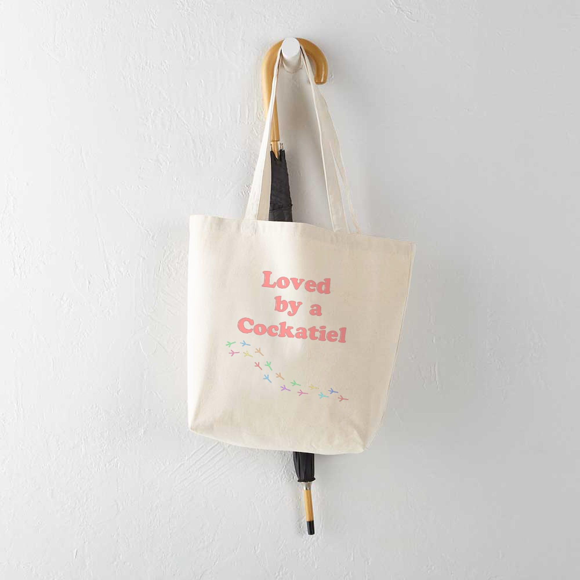 Loved By A Cockatiel Tote Bag - Natural Canvas Reusable Shopping Bag for Bird Lovers - Perfect for Groceries, Beach Trips & Pet Owners