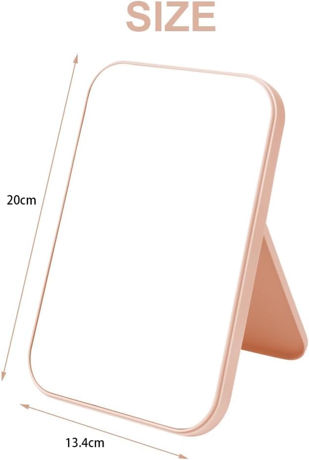 DLEST Foldable Desktop Makeup Mirror - Portable Square Vanity Mirror with Stand for Women, Wall Mount & Tabletop Mount, Pink | Perfect for Home, Travel, and Professional Makeup Application