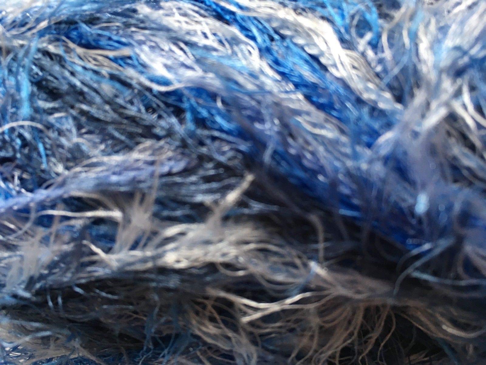 Premium Whitewater Blues Eyelash Yarn #108 - 50g Soft & Fluffy DIY Knitting & Crochet Material for Scarves, Hats, and Home Decor