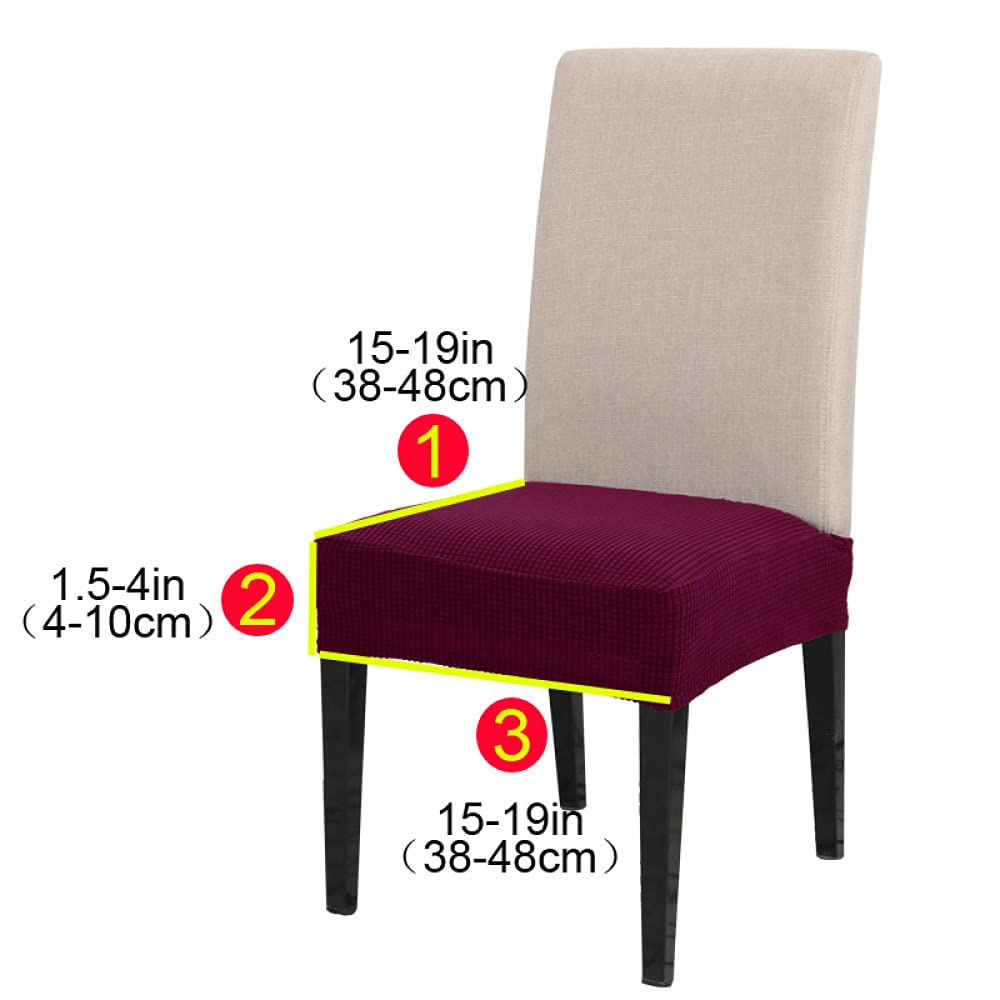 Premium Thick Velvet Dining Chair Covers - Elastic Stretch Slipcovers for Kitchen & Dining Room Chairs (Wine Red, 1-Piece) - Waterproof & Anti-Slip Seat Protectors for Home, Office, and Restaurant Use